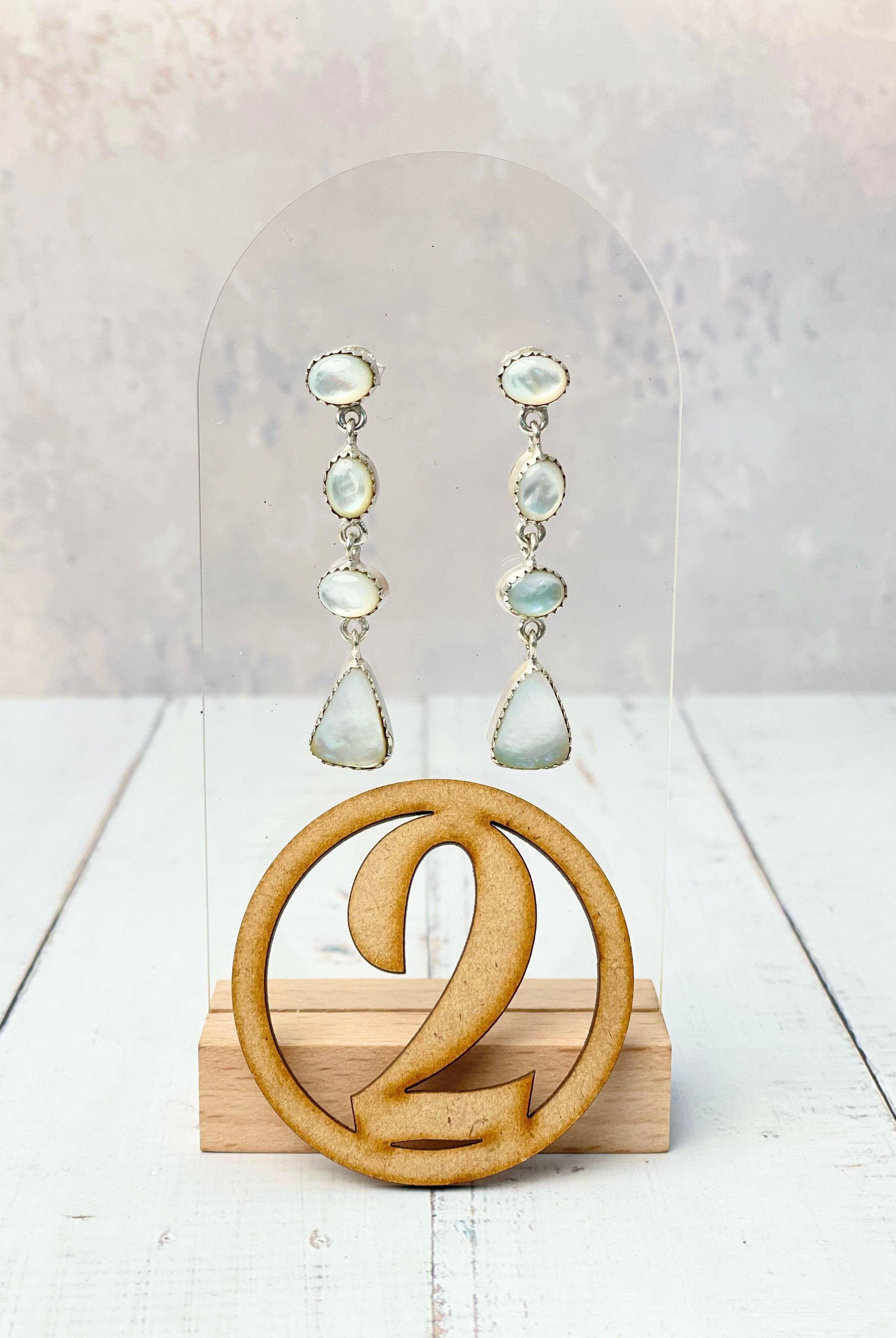 White Shell Stone Drop Earrings-Earrings-Krush Kandy, Women's Online Fashion Boutique Located in Phoenix, Arizona (Scottsdale Area)