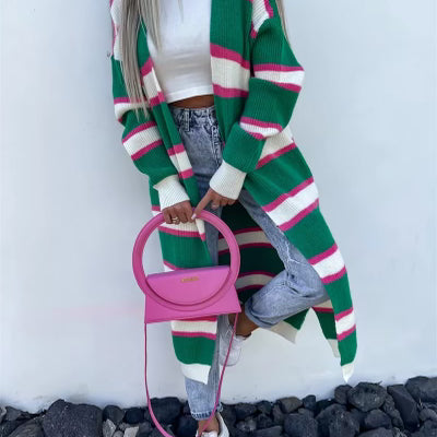 Festive Stripe Long Duster Cardigan | EXCLSUIVE KRUSH KANDY-Cardigans-Krush Kandy, Women's Online Fashion Boutique Located in Phoenix, Arizona (Scottsdale Area)