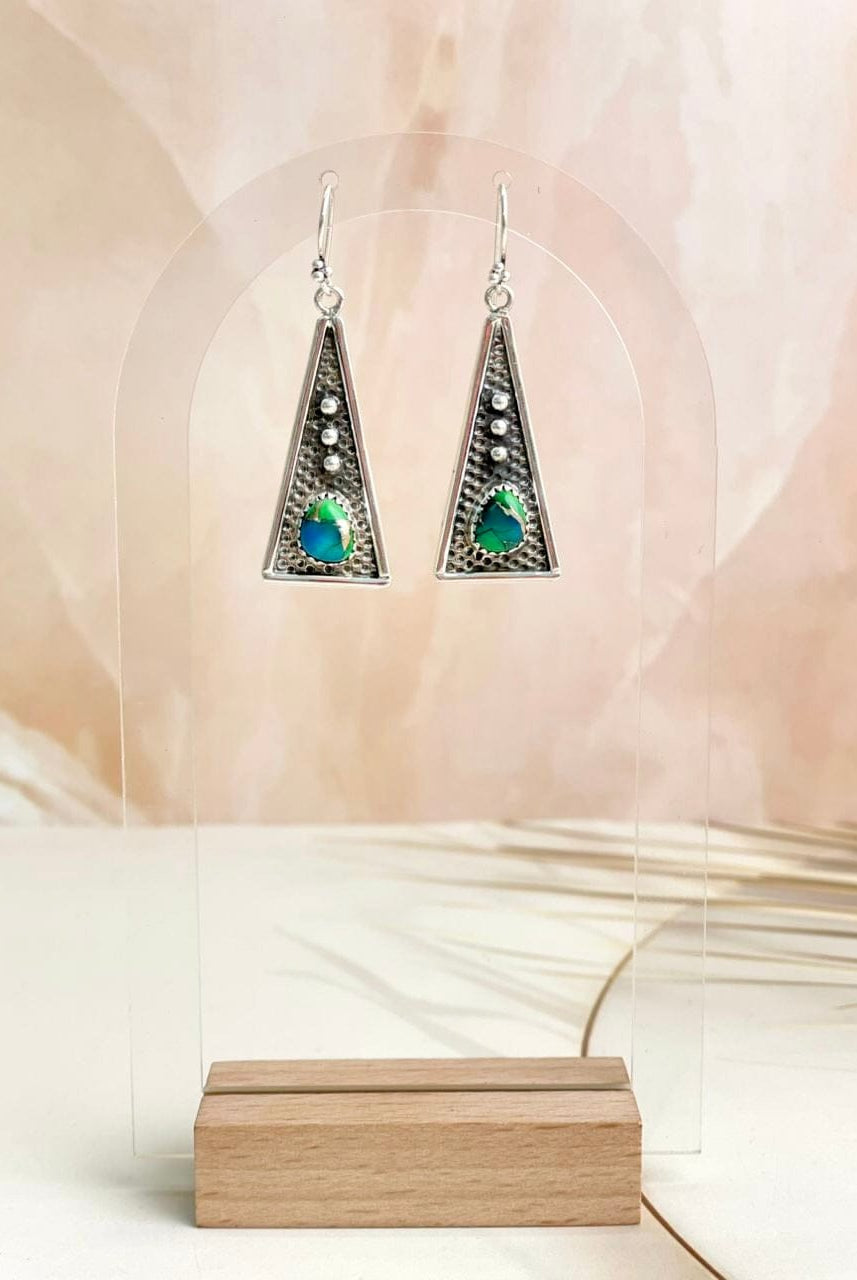 Boho Stamped Triangle Multi Earrings-Earrings-Krush Kandy, Women's Online Fashion Boutique Located in Phoenix, Arizona (Scottsdale Area)