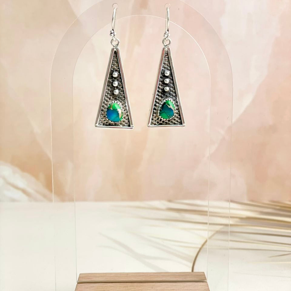 Boho Stamped Triangle Multi Earrings-Earrings-Krush Kandy, Women's Online Fashion Boutique Located in Phoenix, Arizona (Scottsdale Area)