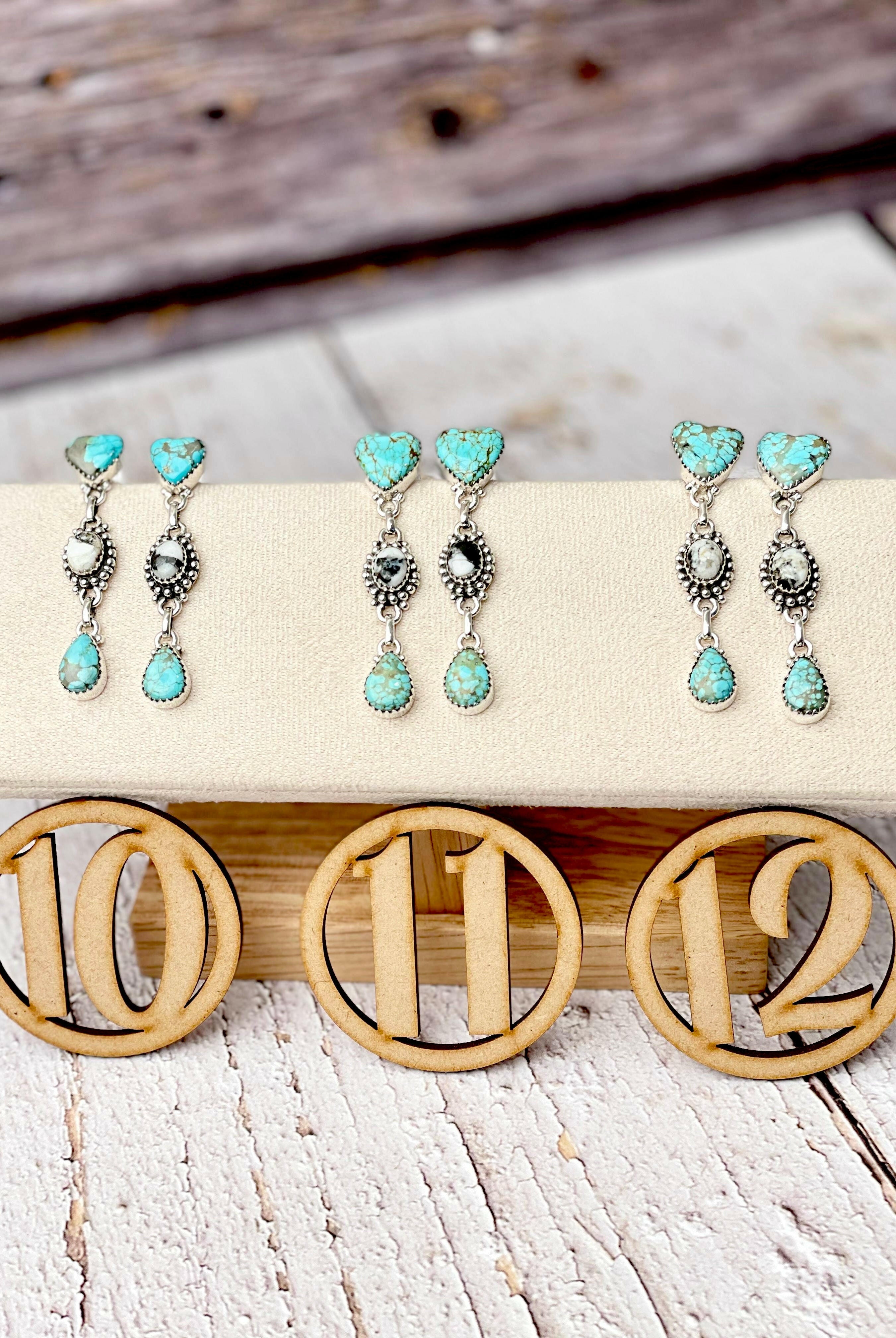 All Mine 8 & White Buffalo Heart Earrings-Stud Earrings-Krush Kandy, Women's Online Fashion Boutique Located in Phoenix, Arizona (Scottsdale Area)