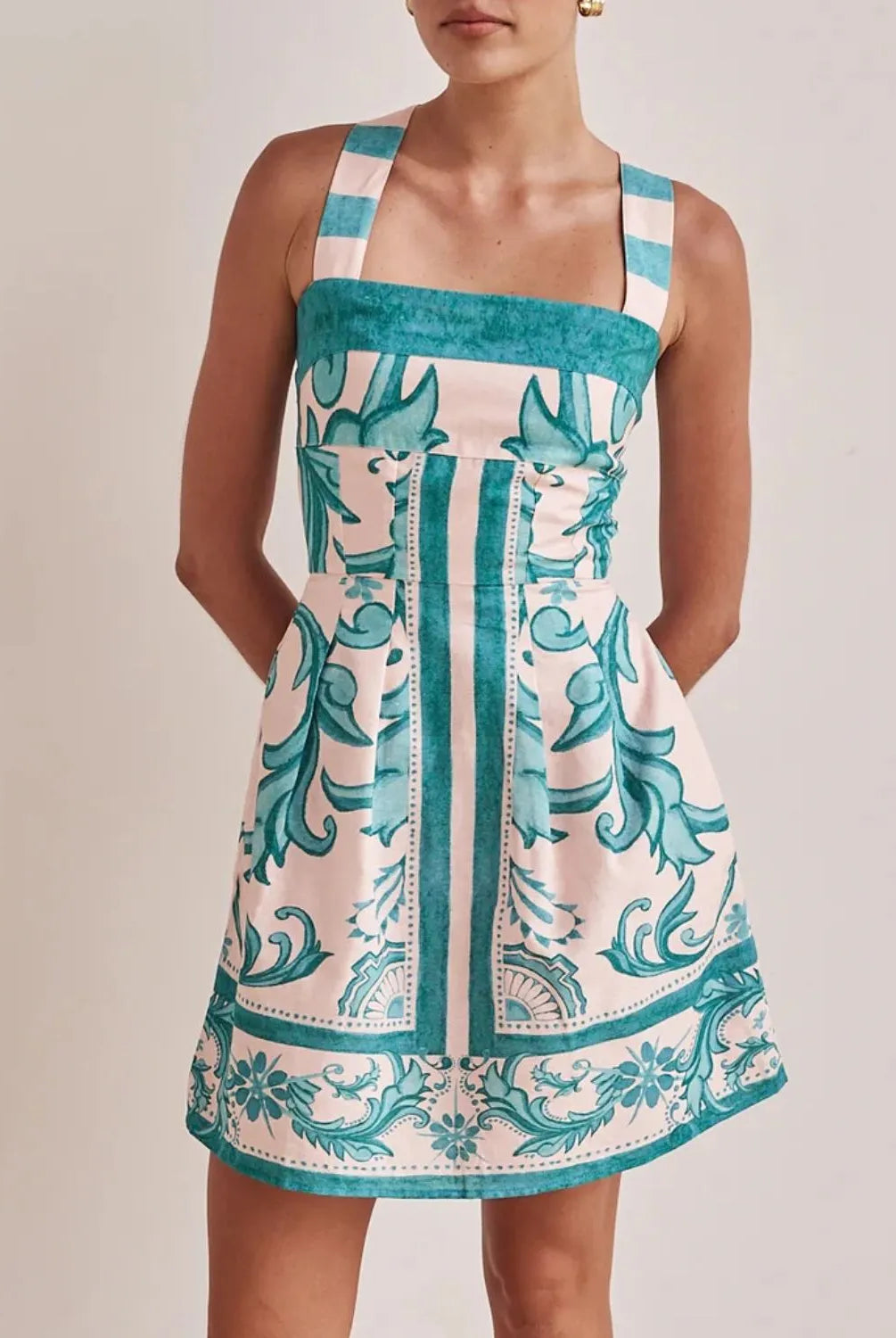 Printed Square Neck Midi Dress-Dresses-Krush Kandy, Women's Online Fashion Boutique Located in Phoenix, Arizona (Scottsdale Area)