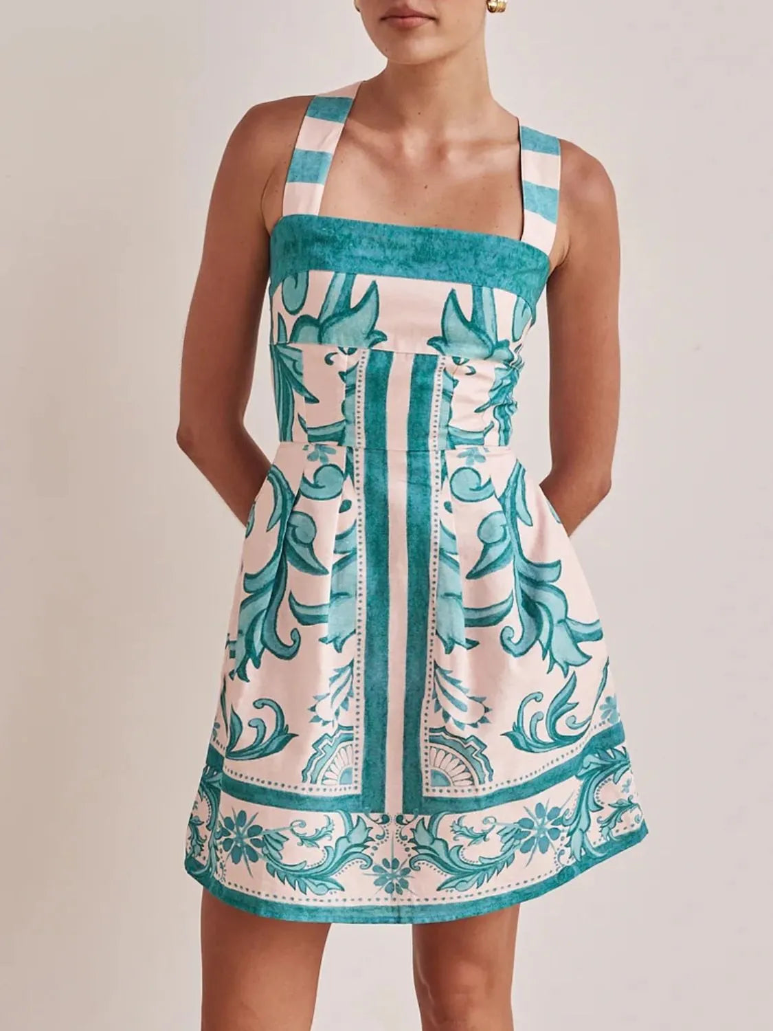 Printed Square Neck Midi Dress-Dresses-Krush Kandy, Women's Online Fashion Boutique Located in Phoenix, Arizona (Scottsdale Area)