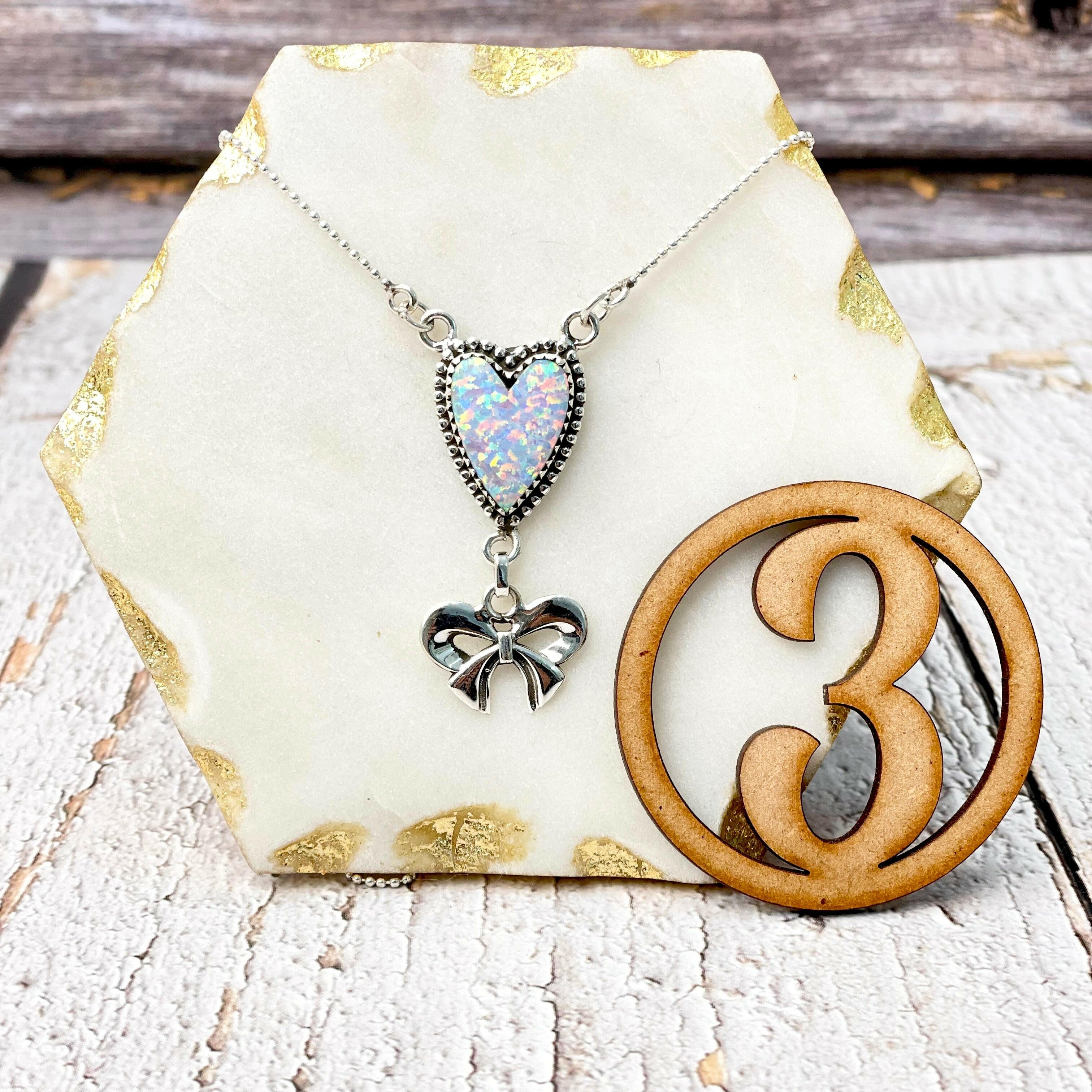 Heart Slab & Bow Necklace-Necklaces-Krush Kandy, Women's Online Fashion Boutique Located in Phoenix, Arizona (Scottsdale Area)