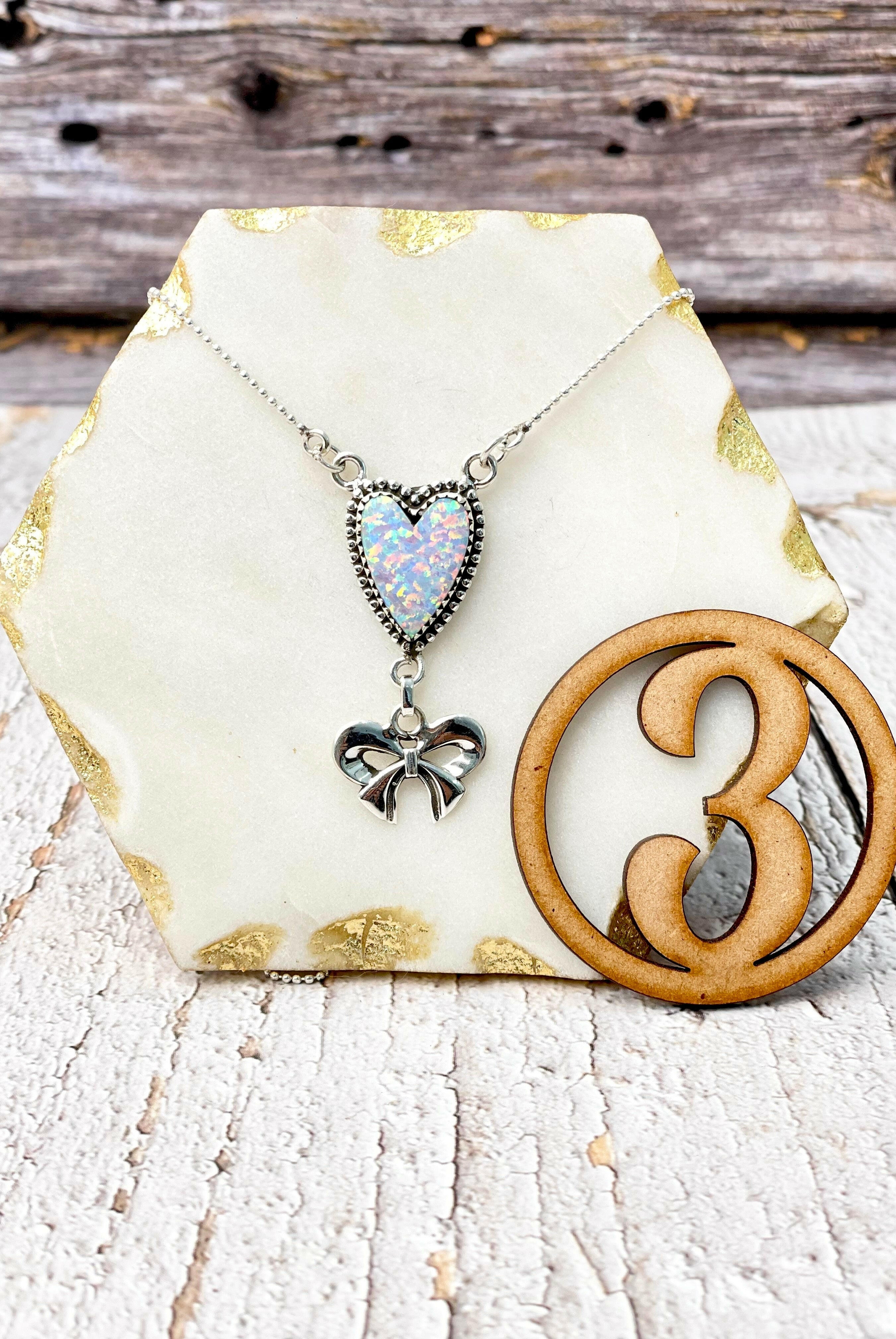 Heart Slab & Bow Necklace-Necklaces-Krush Kandy, Women's Online Fashion Boutique Located in Phoenix, Arizona (Scottsdale Area)