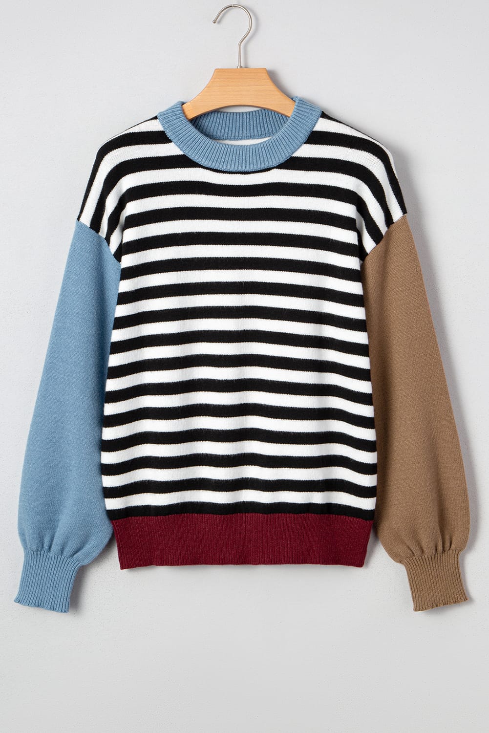 Striped Patchwork Knit Sweater-Sweaters-Krush Kandy, Women's Online Fashion Boutique Located in Phoenix, Arizona (Scottsdale Area)