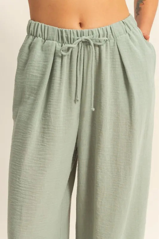 HYFVE Elasticized Waist Wide Leg Pants-PANTS-Krush Kandy, Women's Online Fashion Boutique Located in Phoenix, Arizona (Scottsdale Area)