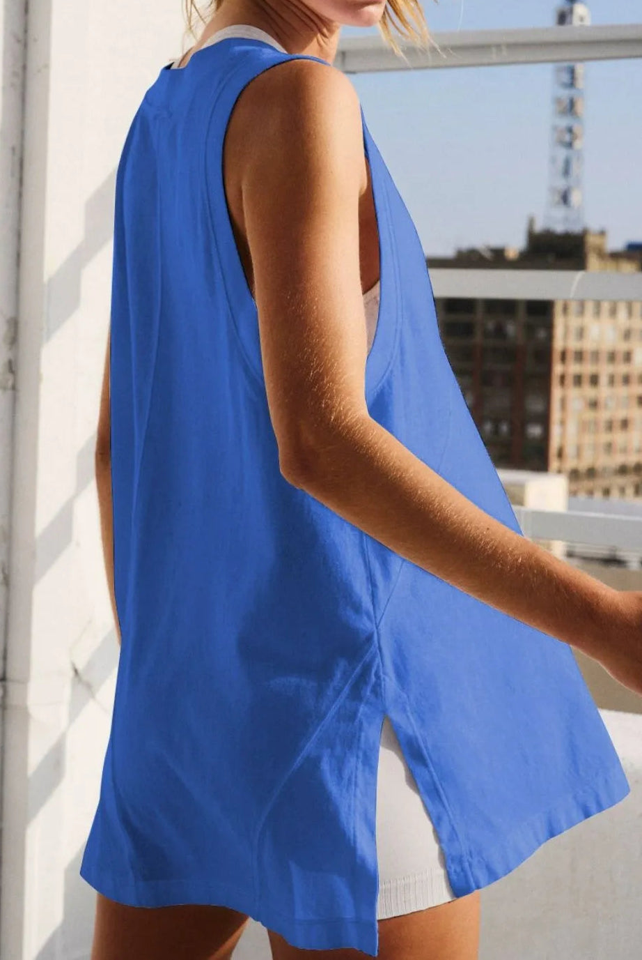 Side Slit V-Neck Tank-Tanks-Krush Kandy, Women's Online Fashion Boutique Located in Phoenix, Arizona (Scottsdale Area)
