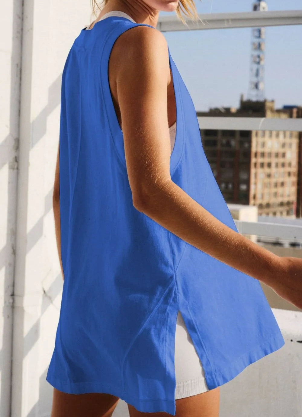 Side Slit V-Neck Tank-Tanks-Krush Kandy, Women's Online Fashion Boutique Located in Phoenix, Arizona (Scottsdale Area)