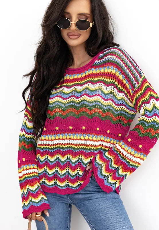 Sunburst Stitches Knit Sweater-Sweaters-Krush Kandy, Women's Online Fashion Boutique Located in Phoenix, Arizona (Scottsdale Area)