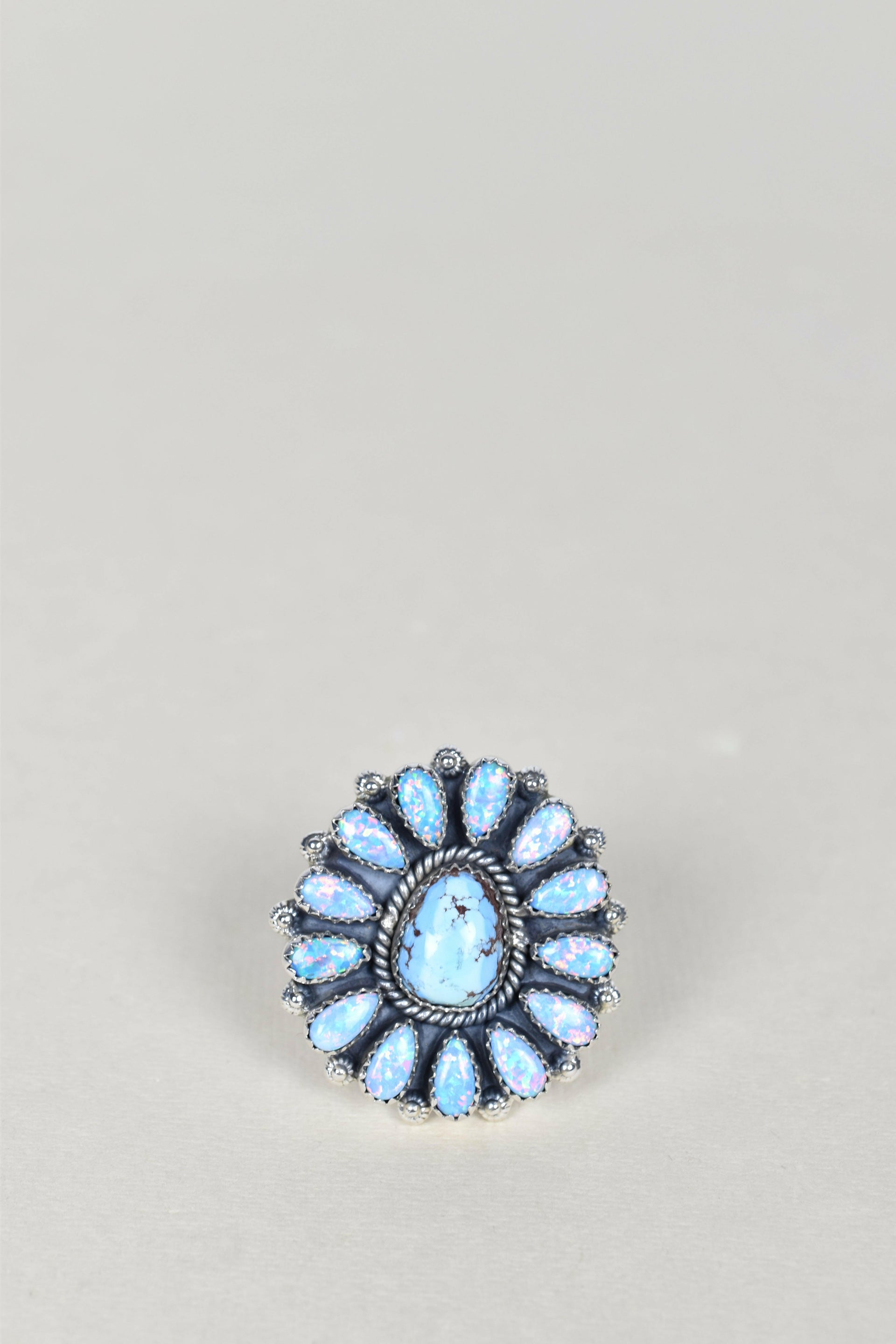 Light Blue Opal & Golden Hills One of A Kind Ring-Cluster Rings-Krush Kandy, Women's Online Fashion Boutique Located in Phoenix, Arizona (Scottsdale Area)