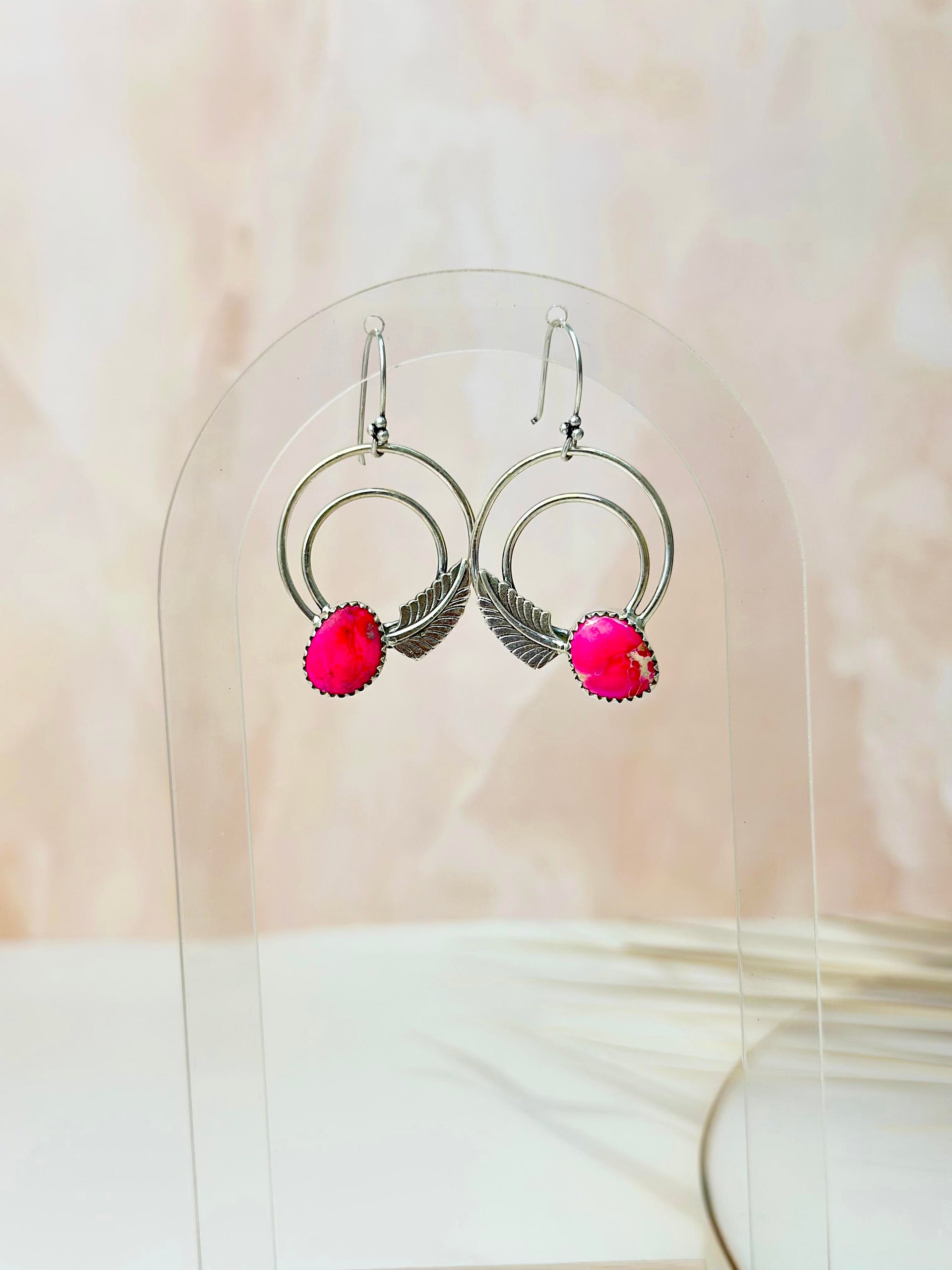 Light As A Feather Sterling Jasper Single Stone Hoops-Earrings-Krush Kandy, Women's Online Fashion Boutique Located in Phoenix, Arizona (Scottsdale Area)