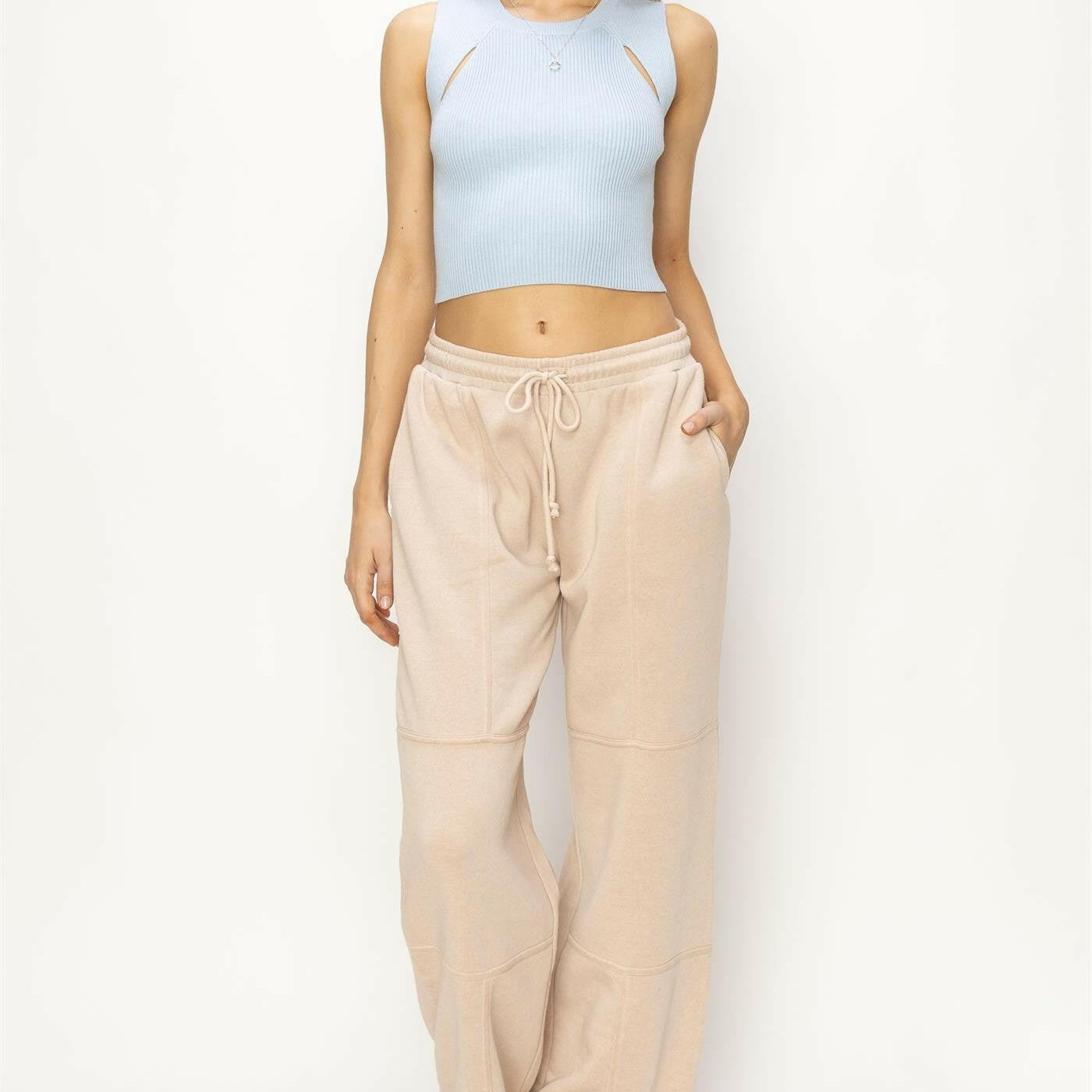 High Waist Wide Leg Drawstring Pants-Bottoms-Krush Kandy, Women's Online Fashion Boutique Located in Phoenix, Arizona (Scottsdale Area)