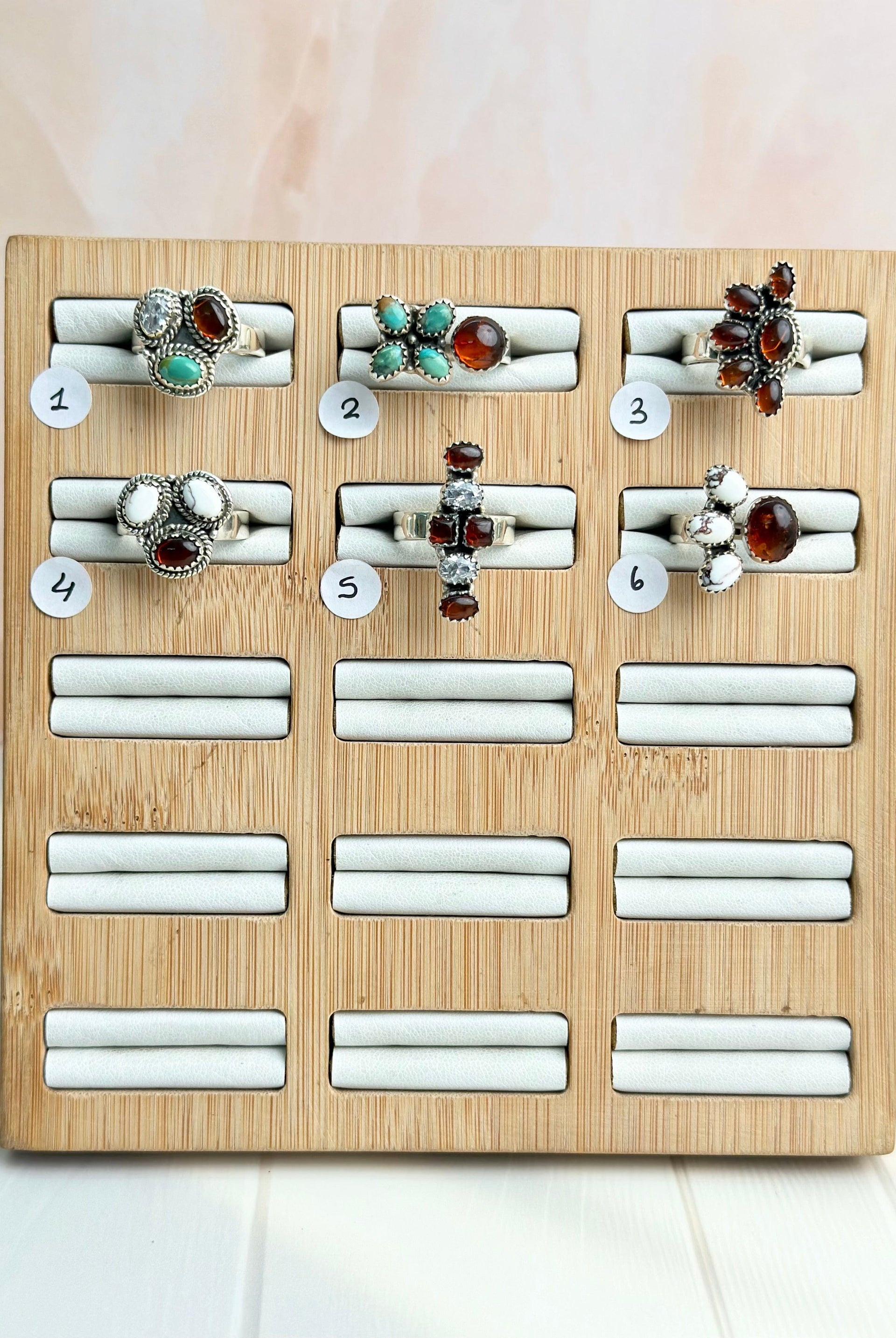 Amber, Turquoise & Crystal Small Rings-Rings-Krush Kandy, Women's Online Fashion Boutique Located in Phoenix, Arizona (Scottsdale Area)