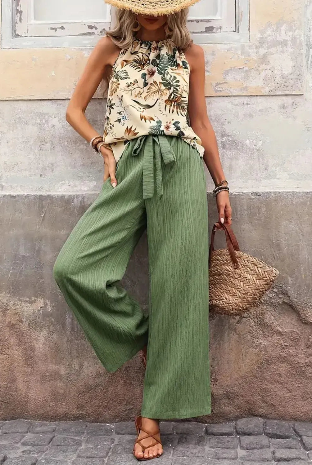 Printed Tank Top and Wide Leg Pants Set-Tops-Krush Kandy, Women's Online Fashion Boutique Located in Phoenix, Arizona (Scottsdale Area)