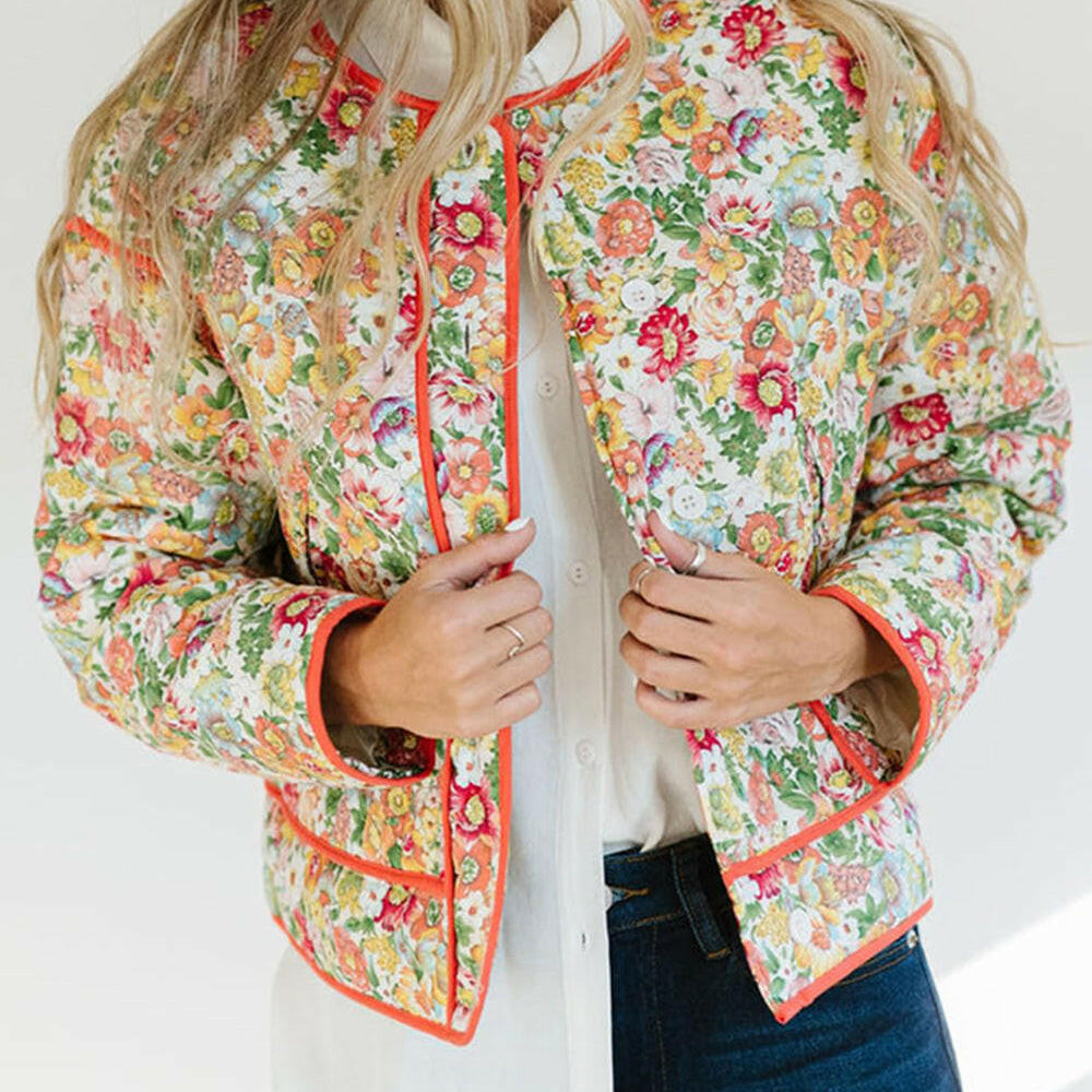 Floral Button Up Long Sleeve Winter Coat-Krush Kandy, Women's Online Fashion Boutique Located in Phoenix, Arizona (Scottsdale Area)