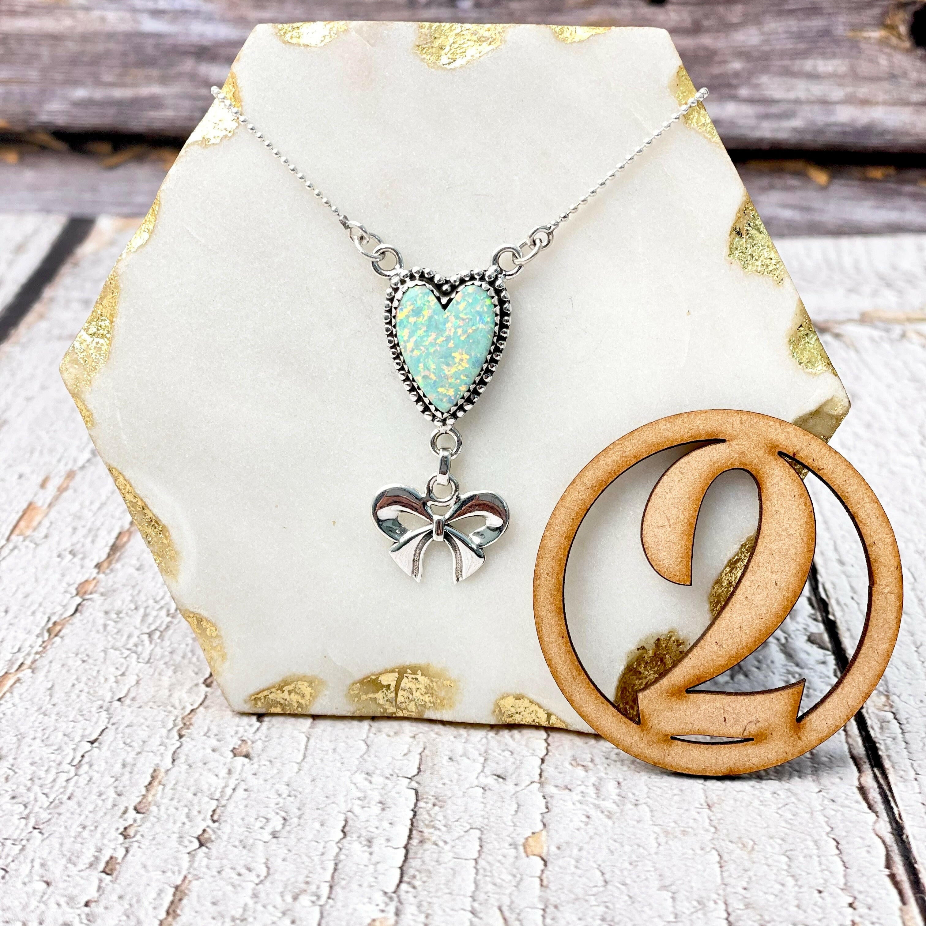 Heart Slab & Bow Necklace-Necklaces-Krush Kandy, Women's Online Fashion Boutique Located in Phoenix, Arizona (Scottsdale Area)
