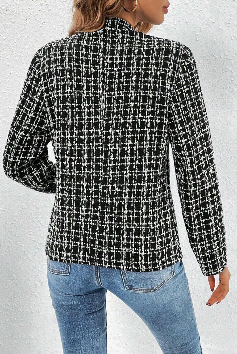 Plaid Open Front Long Sleeve Jacket-Krush Kandy, Women's Online Fashion Boutique Located in Phoenix, Arizona (Scottsdale Area)