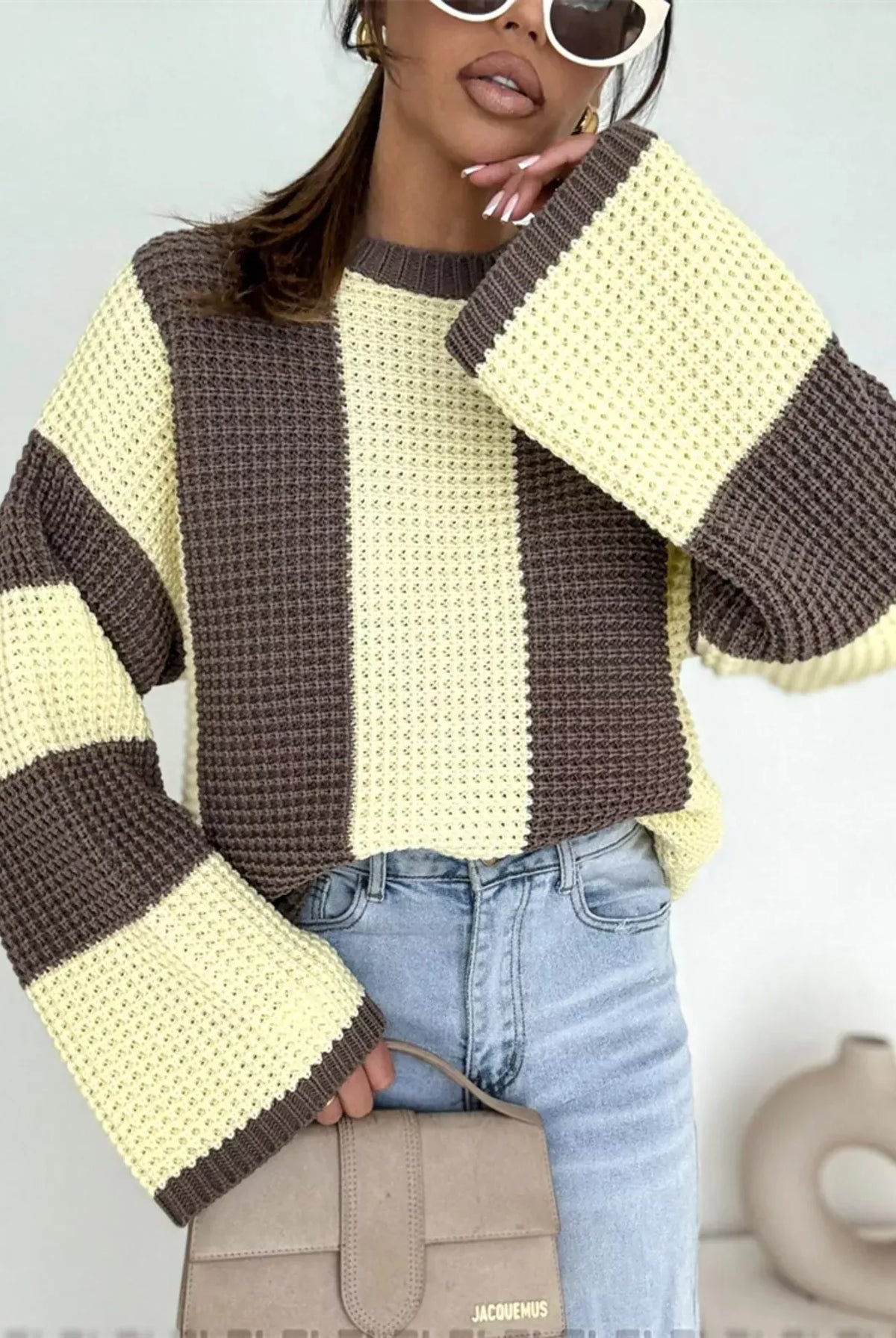Color Block Long Sleeve Sweater-Sweater-Krush Kandy, Women's Online Fashion Boutique Located in Phoenix, Arizona (Scottsdale Area)