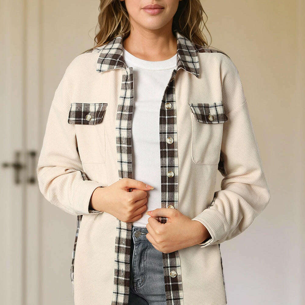 Plaid Button Down Collared Jacket-Krush Kandy, Women's Online Fashion Boutique Located in Phoenix, Arizona (Scottsdale Area)