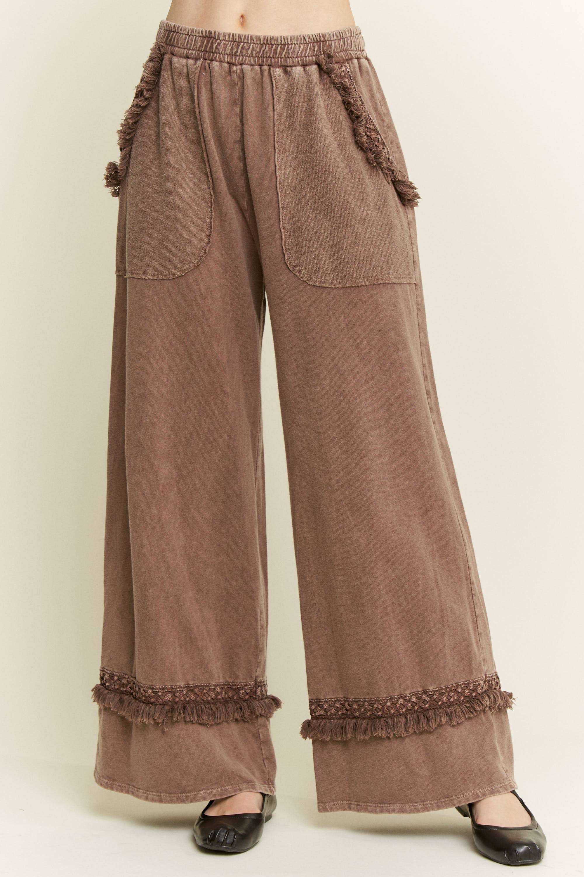 Mineral Washed Tassel Fringe Pants-Pants-Krush Kandy, Women's Online Fashion Boutique Located in Phoenix, Arizona (Scottsdale Area)