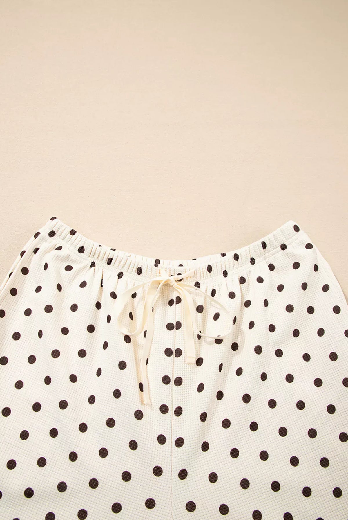 Polka Dot Notched Long Sleeve Top and Drawstring Joggers Lounge Set-Loungewear-Krush Kandy, Women's Online Fashion Boutique Located in Phoenix, Arizona (Scottsdale Area)