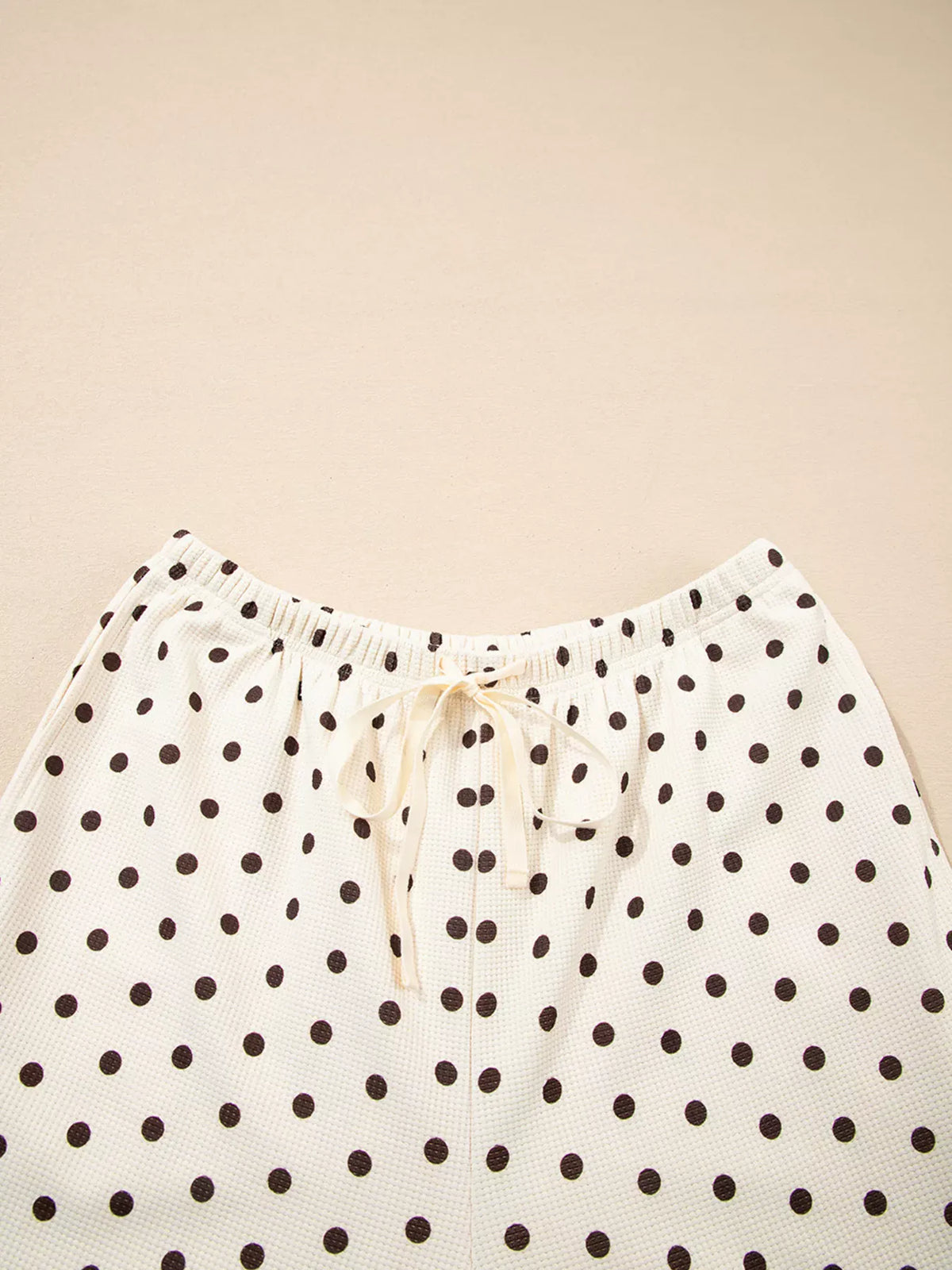 Polka Dot Notched Long Sleeve Top and Drawstring Joggers Lounge Set-Loungewear-Krush Kandy, Women's Online Fashion Boutique Located in Phoenix, Arizona (Scottsdale Area)