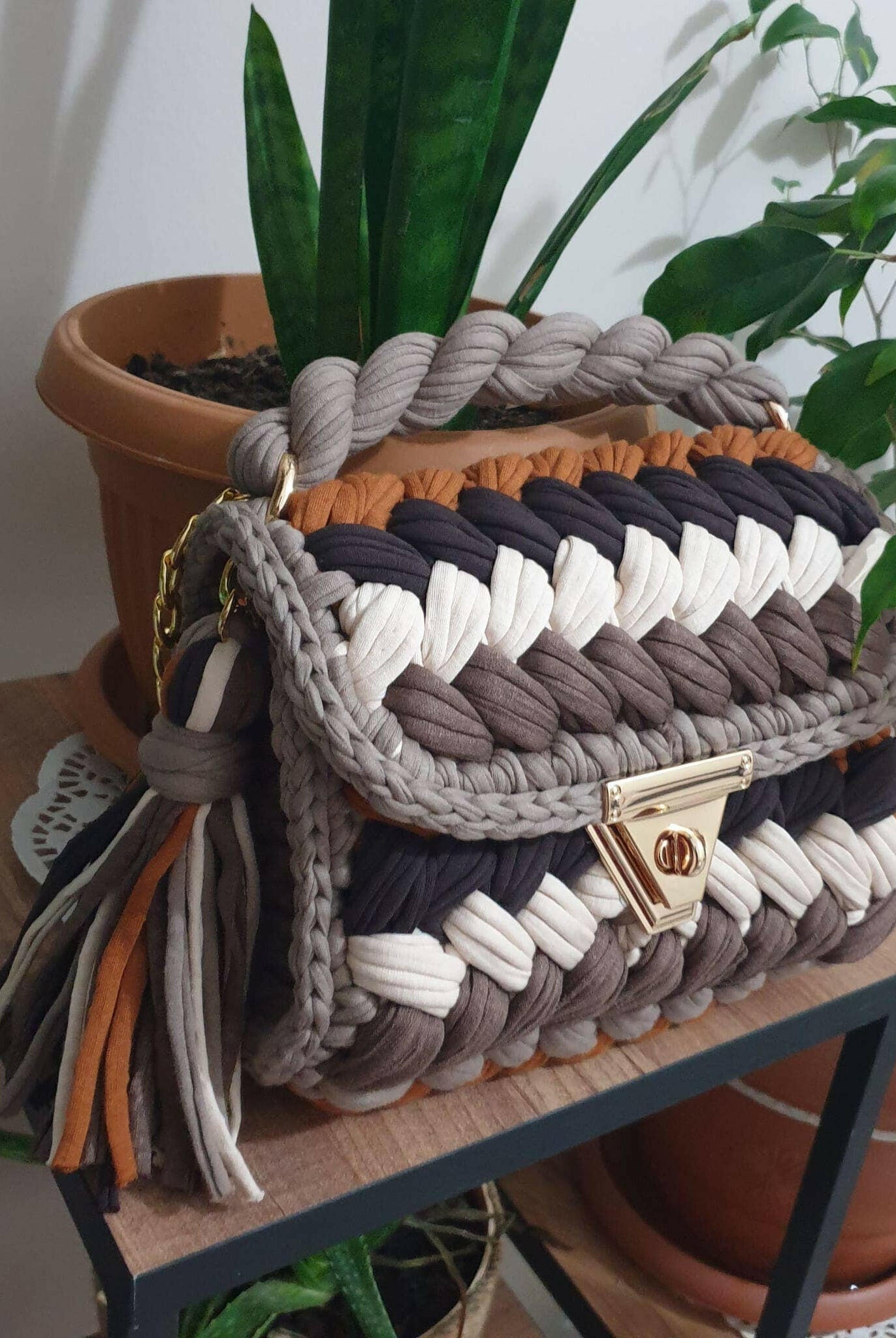 Caramel Knots Handmade Crochet Purse-handbags-Krush Kandy, Women's Online Fashion Boutique Located in Phoenix, Arizona (Scottsdale Area)