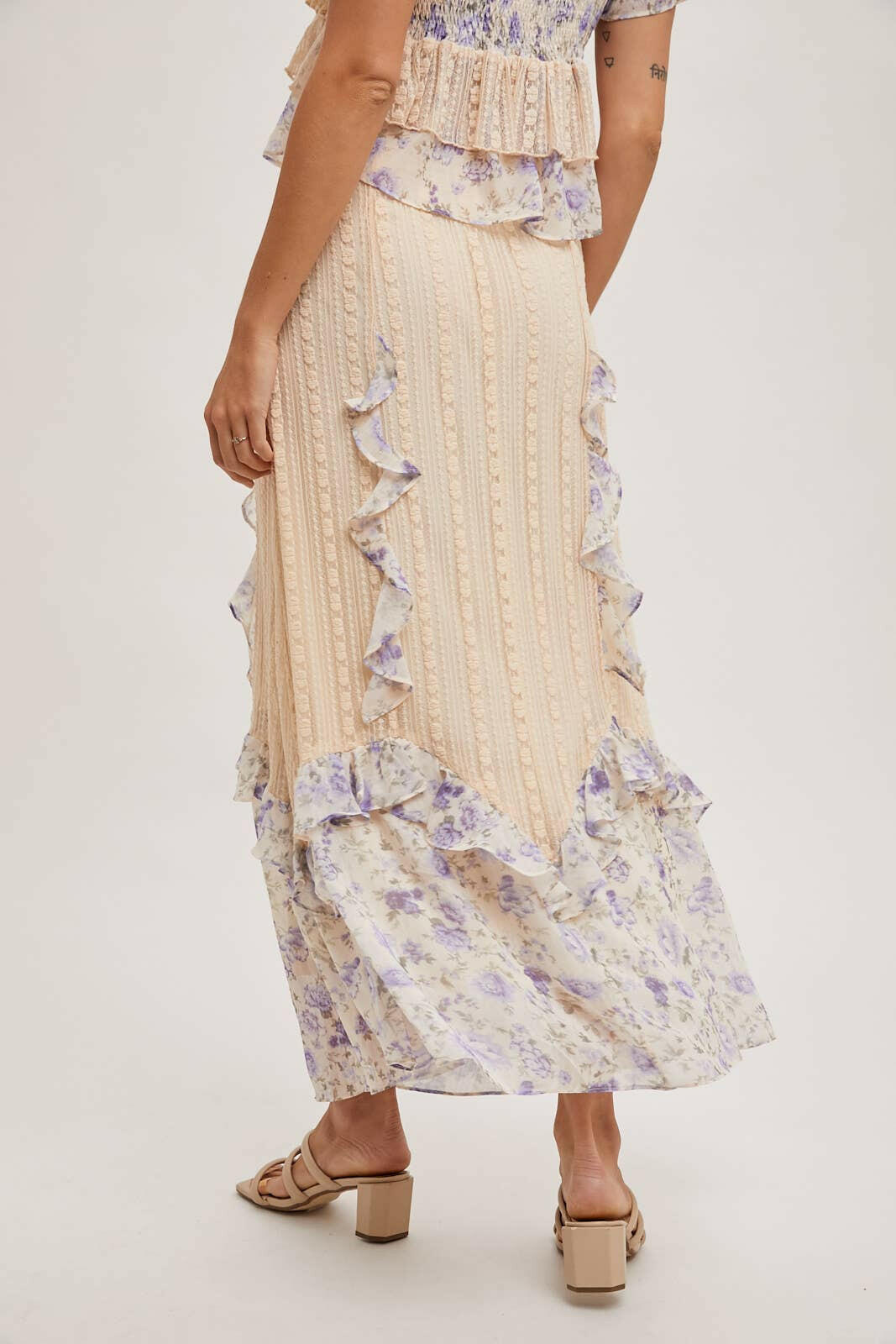 Floral Print Trimmed Maxi Lace Skirt-Skirts-Krush Kandy, Women's Online Fashion Boutique Located in Phoenix, Arizona (Scottsdale Area)