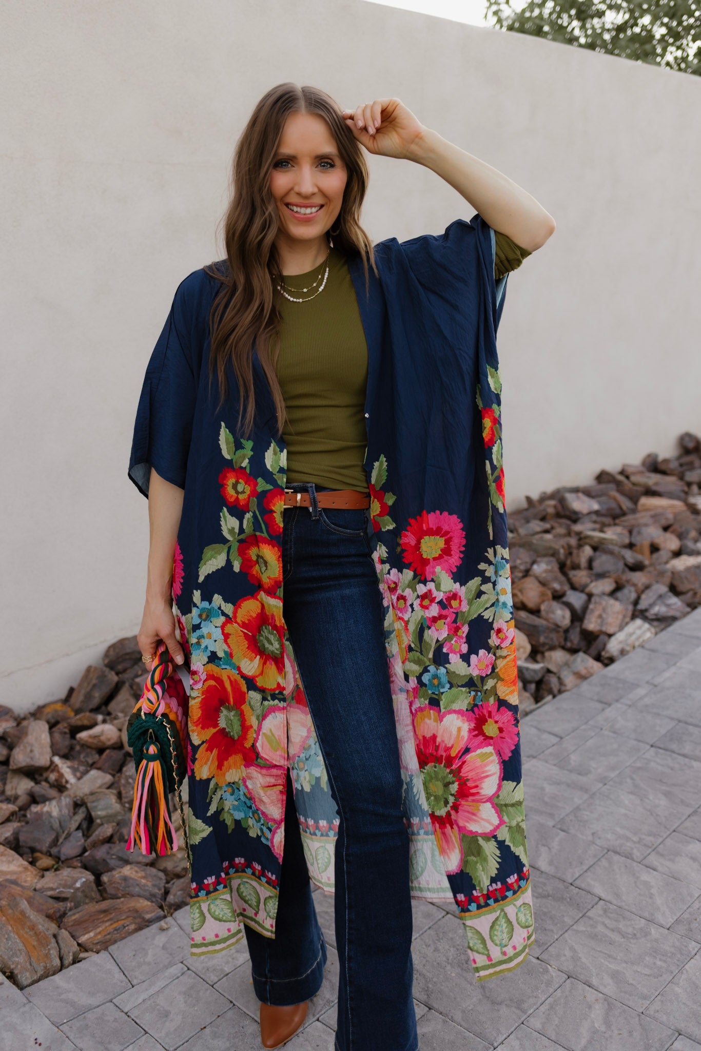 Boho Luxe Styling with the Giant Floral Kimono Duster-Kimonos-Krush Kandy, Women's Online Fashion Boutique Located in Phoenix, Arizona (Scottsdale Area)