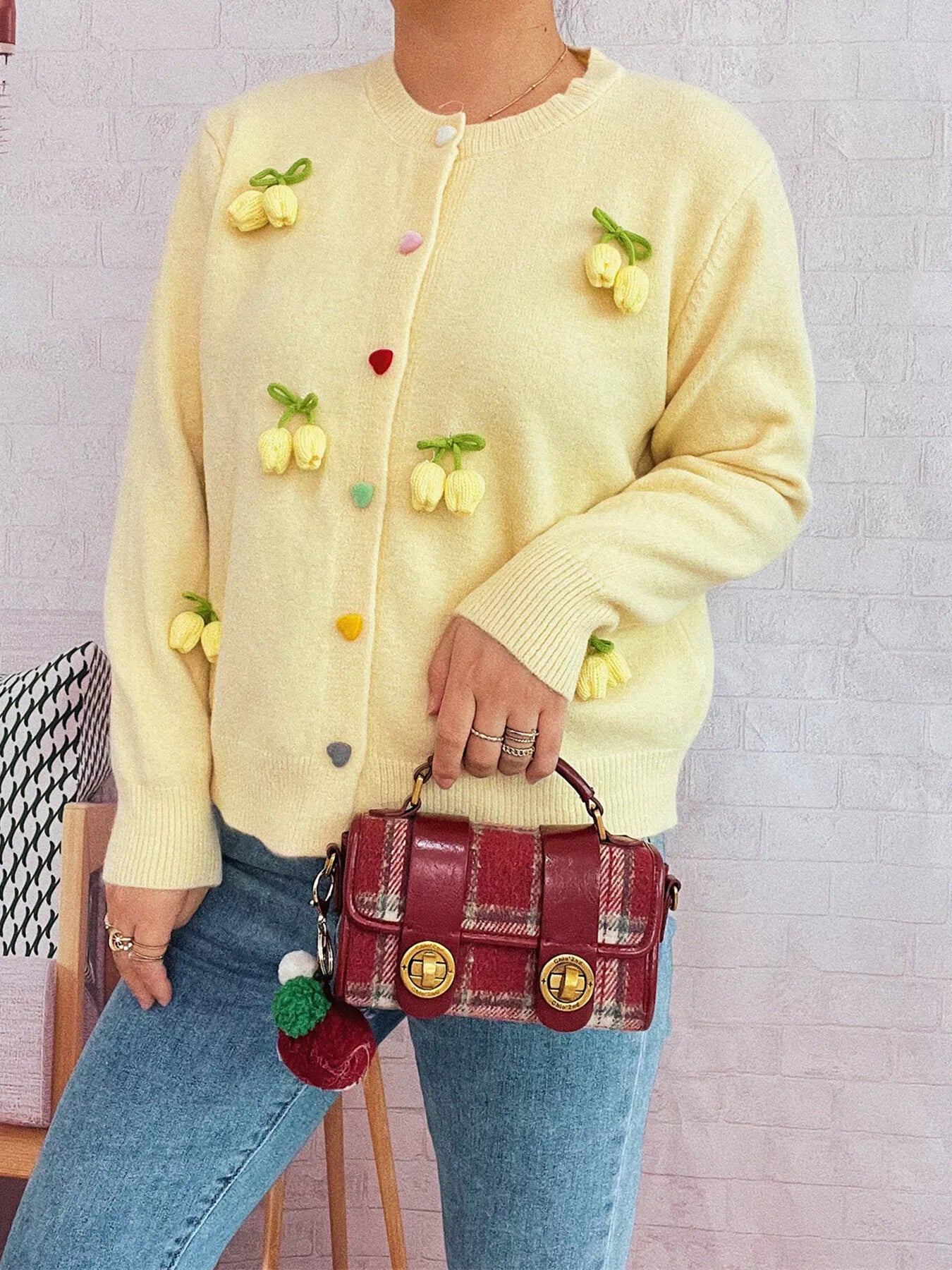 Flower Button Up Long Sleeve Cardigan-Cardigans-Krush Kandy, Women's Online Fashion Boutique Located in Phoenix, Arizona (Scottsdale Area)