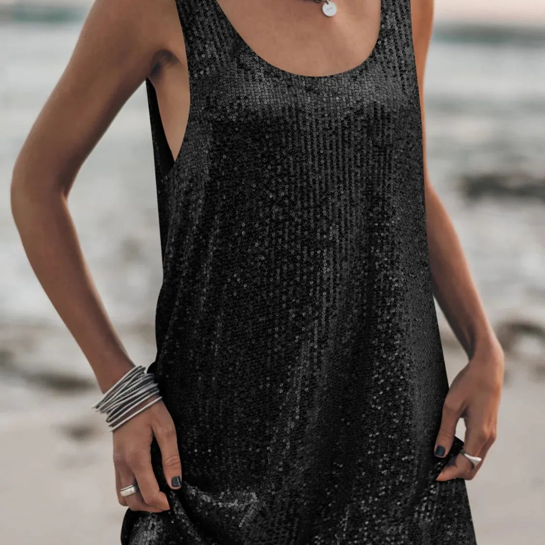 Sequin Scoop Neck Mini Dress-Dresses-Krush Kandy, Women's Online Fashion Boutique Located in Phoenix, Arizona (Scottsdale Area)