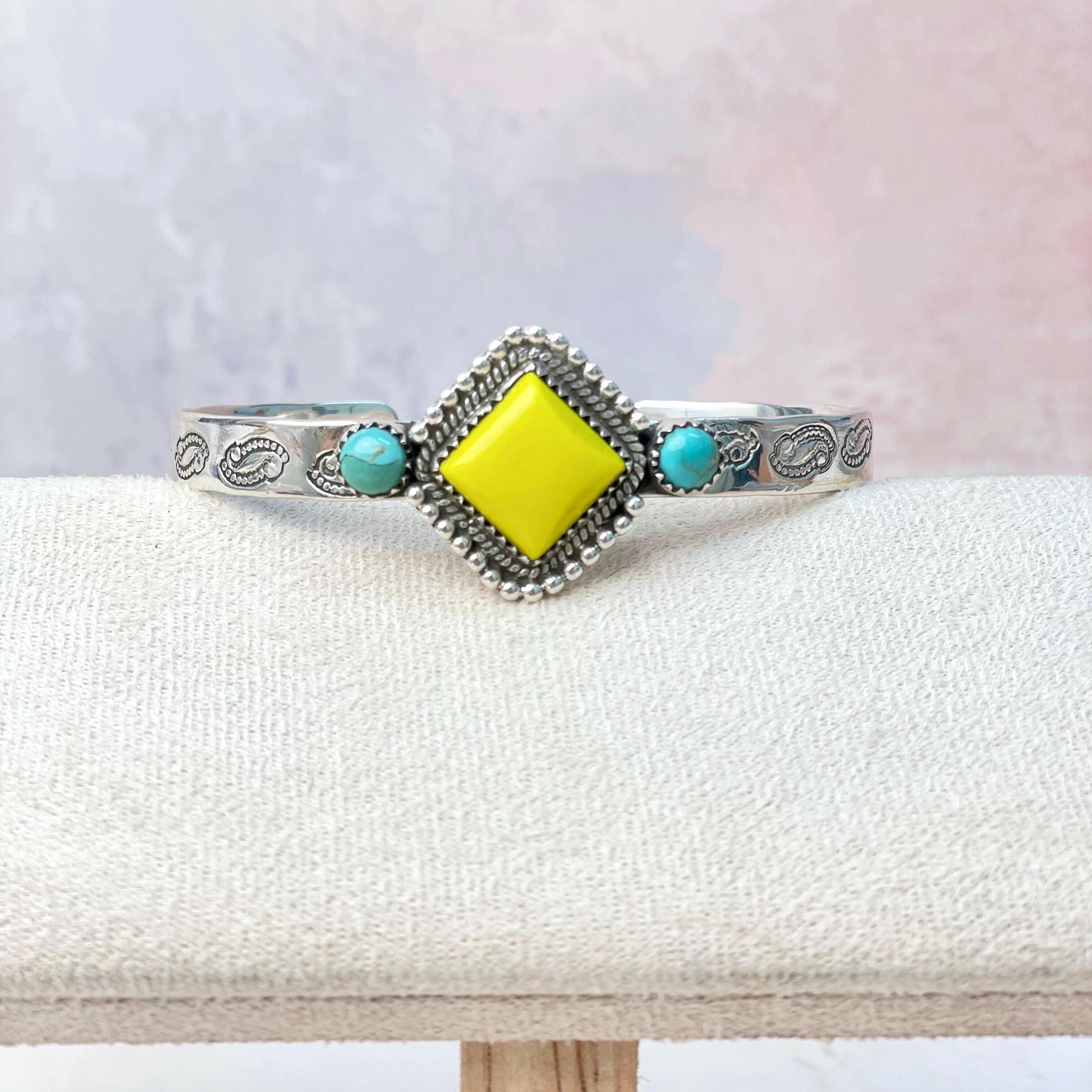 Rosarita Square Bar Turquoise Cuff-Bracelets-Krush Kandy, Women's Online Fashion Boutique Located in Phoenix, Arizona (Scottsdale Area)