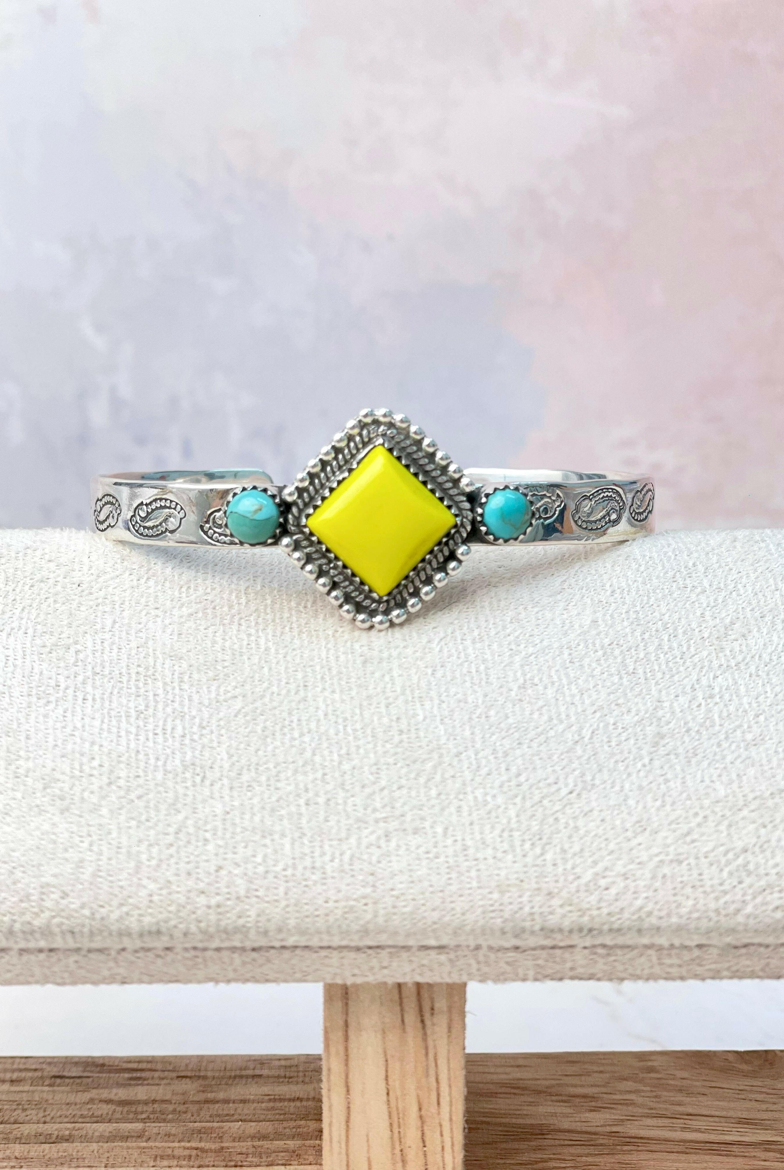 Rosarita Square Bar Turquoise Cuff-Bracelets-Krush Kandy, Women's Online Fashion Boutique Located in Phoenix, Arizona (Scottsdale Area)