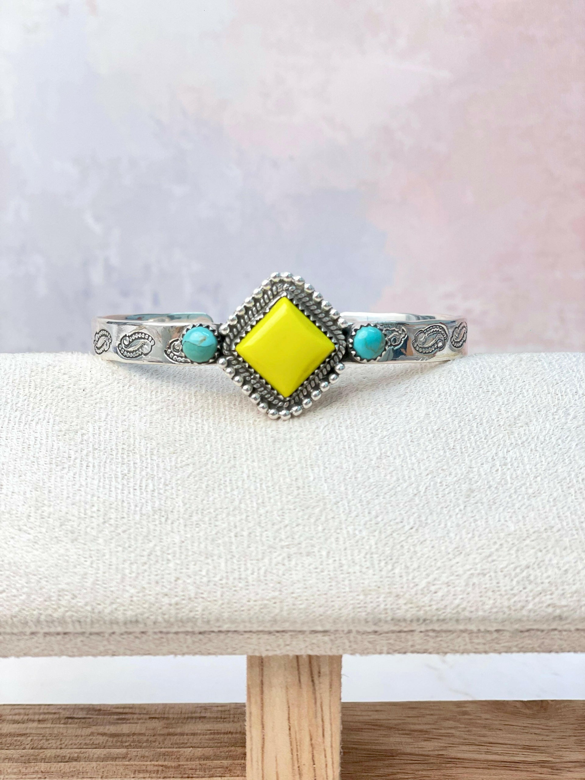 Rosarita Square Bar Turquoise Cuff-Bracelets-Krush Kandy, Women's Online Fashion Boutique Located in Phoenix, Arizona (Scottsdale Area)