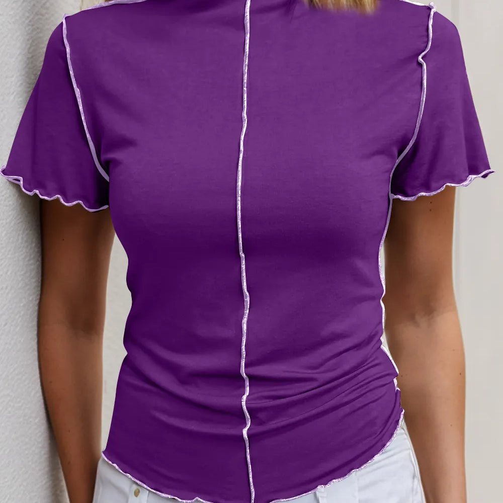 Ruffled Edge Mock Neck Top-Tops-Krush Kandy, Women's Online Fashion Boutique Located in Phoenix, Arizona (Scottsdale Area)