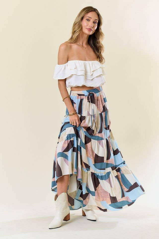 Geo Dreams Tiered Maxi Skirt-Skirts-Krush Kandy, Women's Online Fashion Boutique Located in Phoenix, Arizona (Scottsdale Area)