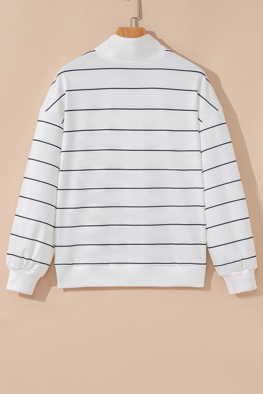White & Black Striped Quarter-Zip Pullover-Sweaters-Krush Kandy, Women's Online Fashion Boutique Located in Phoenix, Arizona (Scottsdale Area)