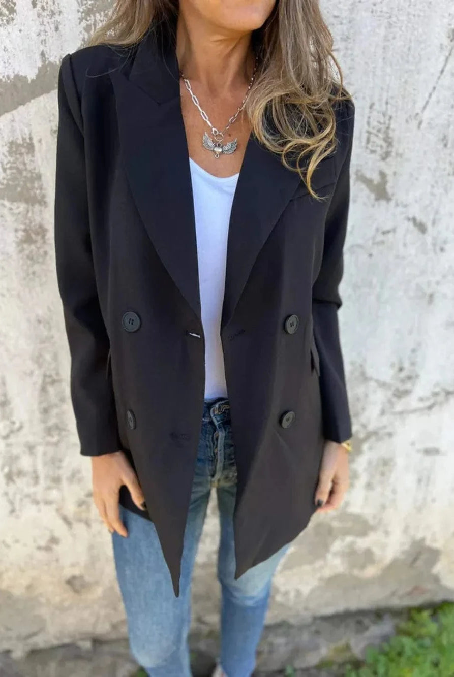 Full Size Collared Neck Long Sleeve Blazer-Blazers-Krush Kandy, Women's Online Fashion Boutique Located in Phoenix, Arizona (Scottsdale Area)