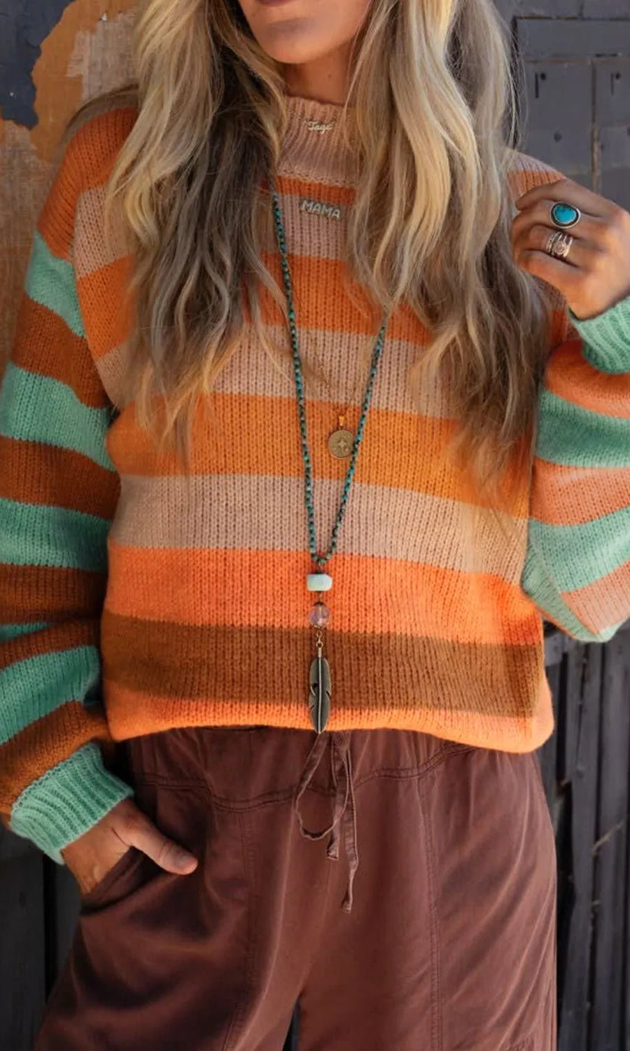 Striped Rainbow Long Sleeve Sweater-Tops-Krush Kandy, Women's Online Fashion Boutique Located in Phoenix, Arizona (Scottsdale Area)