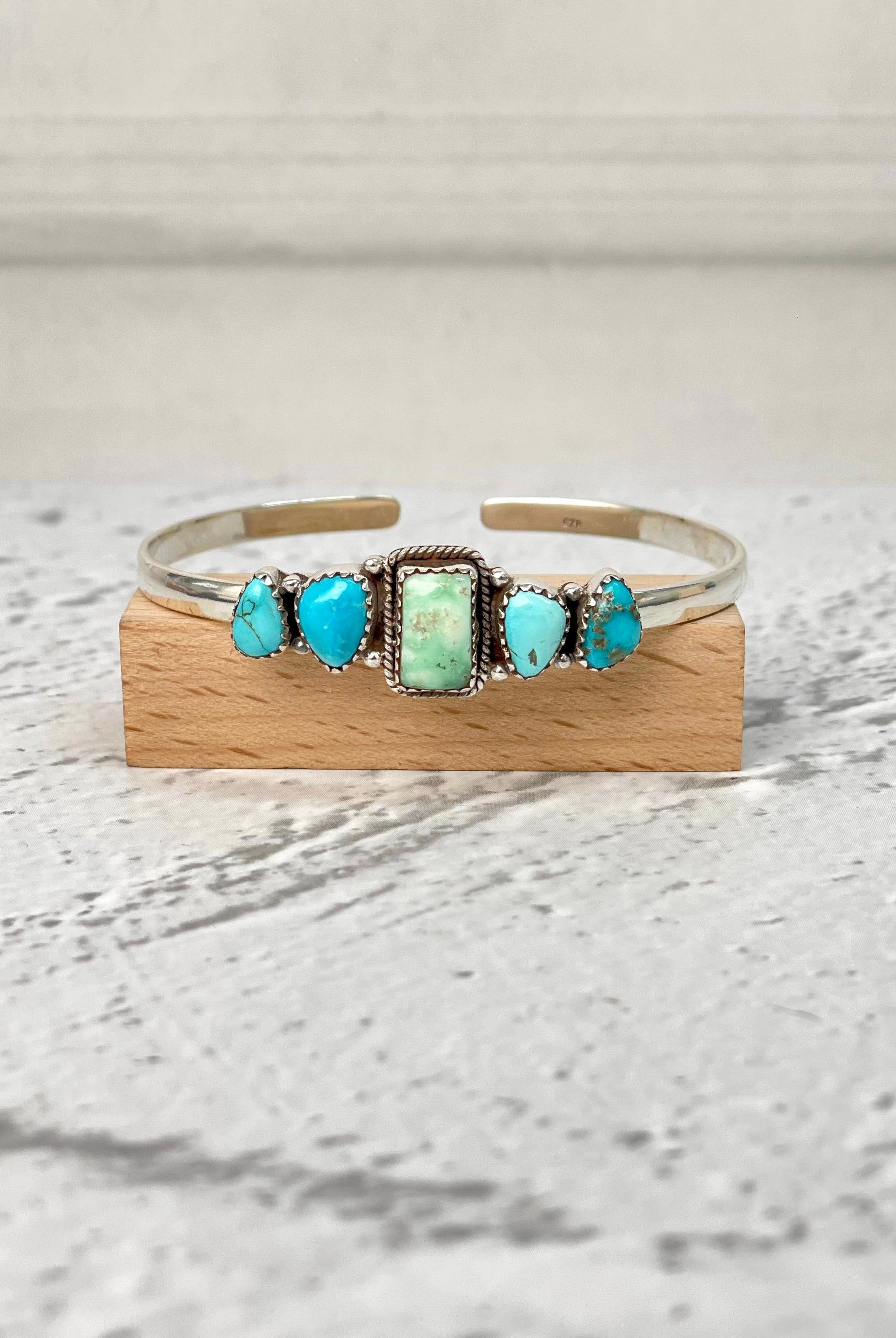 Kristyn's Turquoise Bar Cluster Cuff-Bracelets-Krush Kandy, Women's Online Fashion Boutique Located in Phoenix, Arizona (Scottsdale Area)