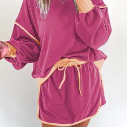 Chic Duo Contrast Pullover Skort Set | 4 Color Options-2 Piece Outfit Sets-Krush Kandy, Women's Online Fashion Boutique Located in Phoenix, Arizona (Scottsdale Area)