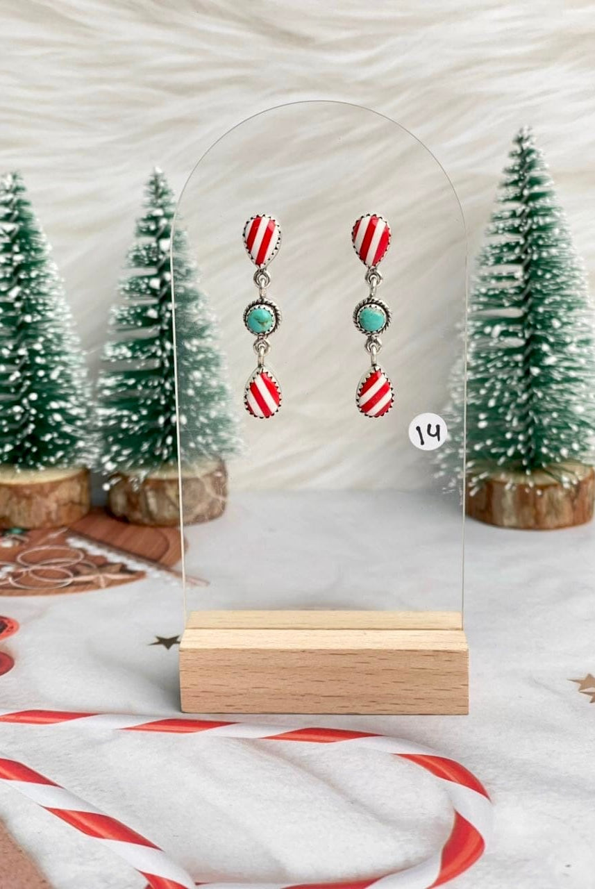 Holly Jolly Red & White Christmas Earrings-Earrings-Krush Kandy, Women's Online Fashion Boutique Located in Phoenix, Arizona (Scottsdale Area)