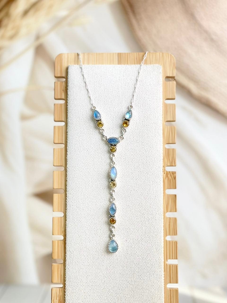 Celestial Spring Moonstone Lariat Necklace-Necklaces-Krush Kandy, Women's Online Fashion Boutique Located in Phoenix, Arizona (Scottsdale Area)