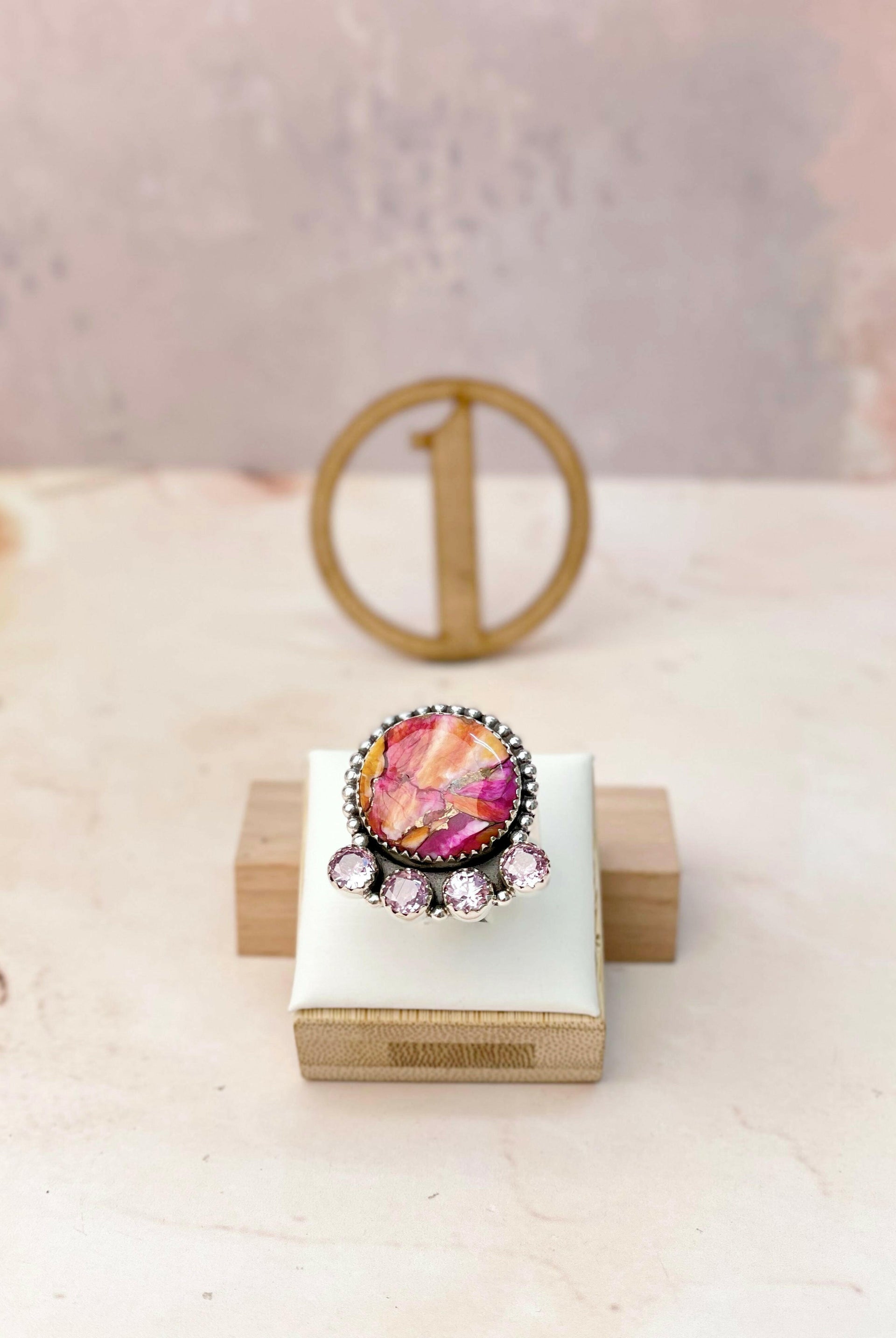 Star Burst Slab and Pink CZ Rings-Rings-Krush Kandy, Women's Online Fashion Boutique Located in Phoenix, Arizona (Scottsdale Area)