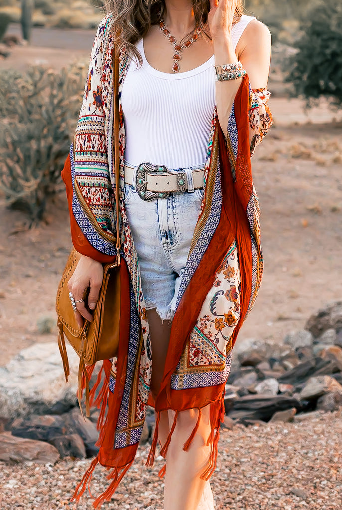 Bohemian Diamond Tassel Kimono-Kimonos-Krush Kandy, Women's Online Fashion Boutique Located in Phoenix, Arizona (Scottsdale Area)