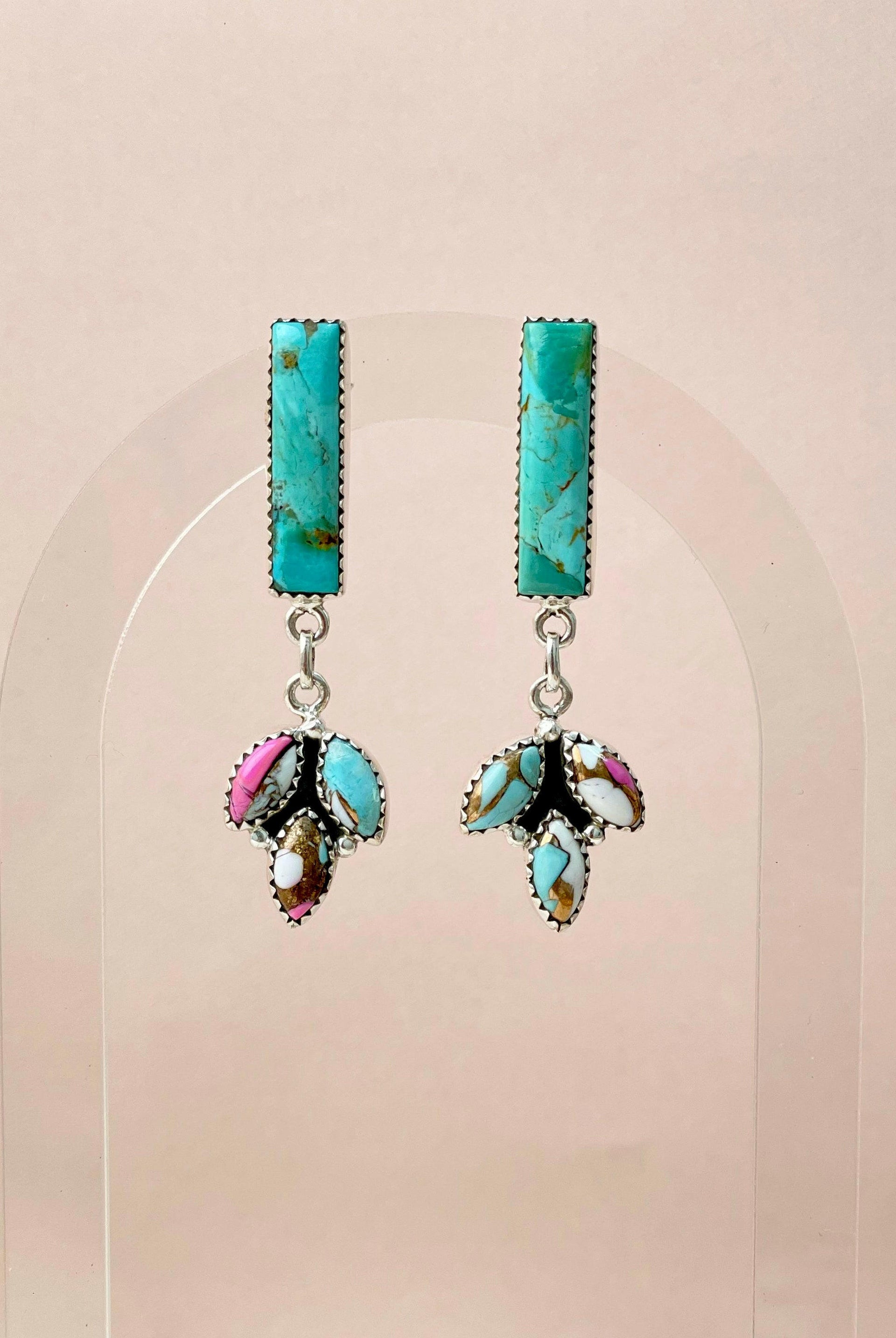 Cotton Candy & Turquoise Bar Earrings-Earrings-Krush Kandy, Women's Online Fashion Boutique Located in Phoenix, Arizona (Scottsdale Area)