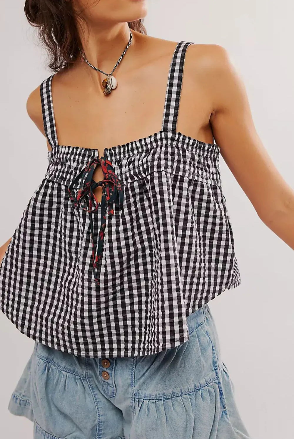 Tied Front Textured Square Neck Cami-Krush Kandy, Women's Online Fashion Boutique Located in Phoenix, Arizona (Scottsdale Area)