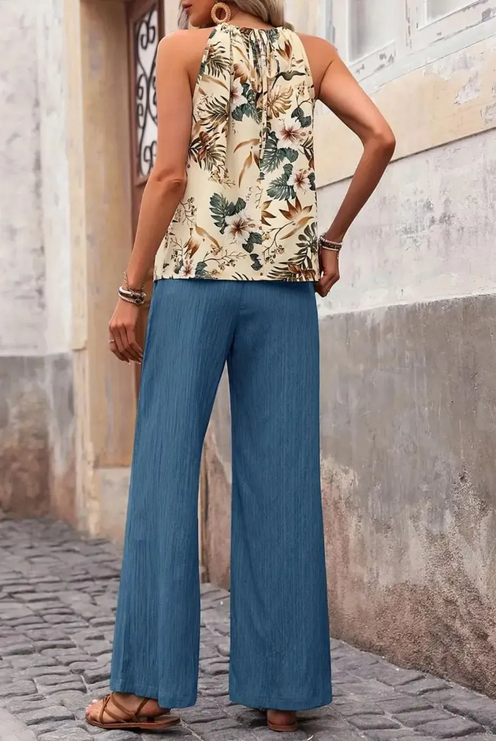 Printed Tank Top and Wide Leg Pants Set-Tops-Krush Kandy, Women's Online Fashion Boutique Located in Phoenix, Arizona (Scottsdale Area)