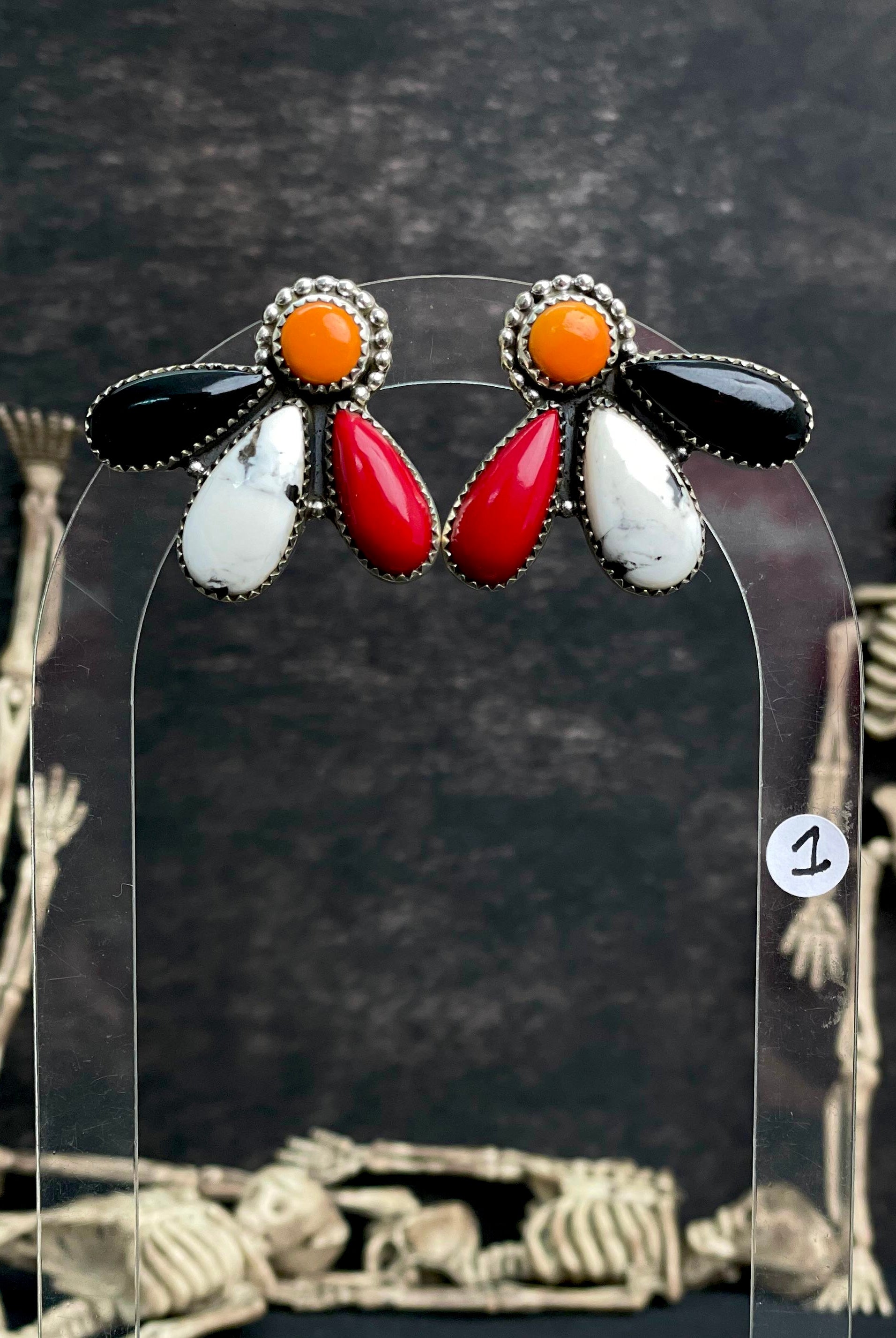 Halloween Studs Rosarita & Black Onyx sno 25-Earrings-Krush Kandy, Women's Online Fashion Boutique Located in Phoenix, Arizona (Scottsdale Area)